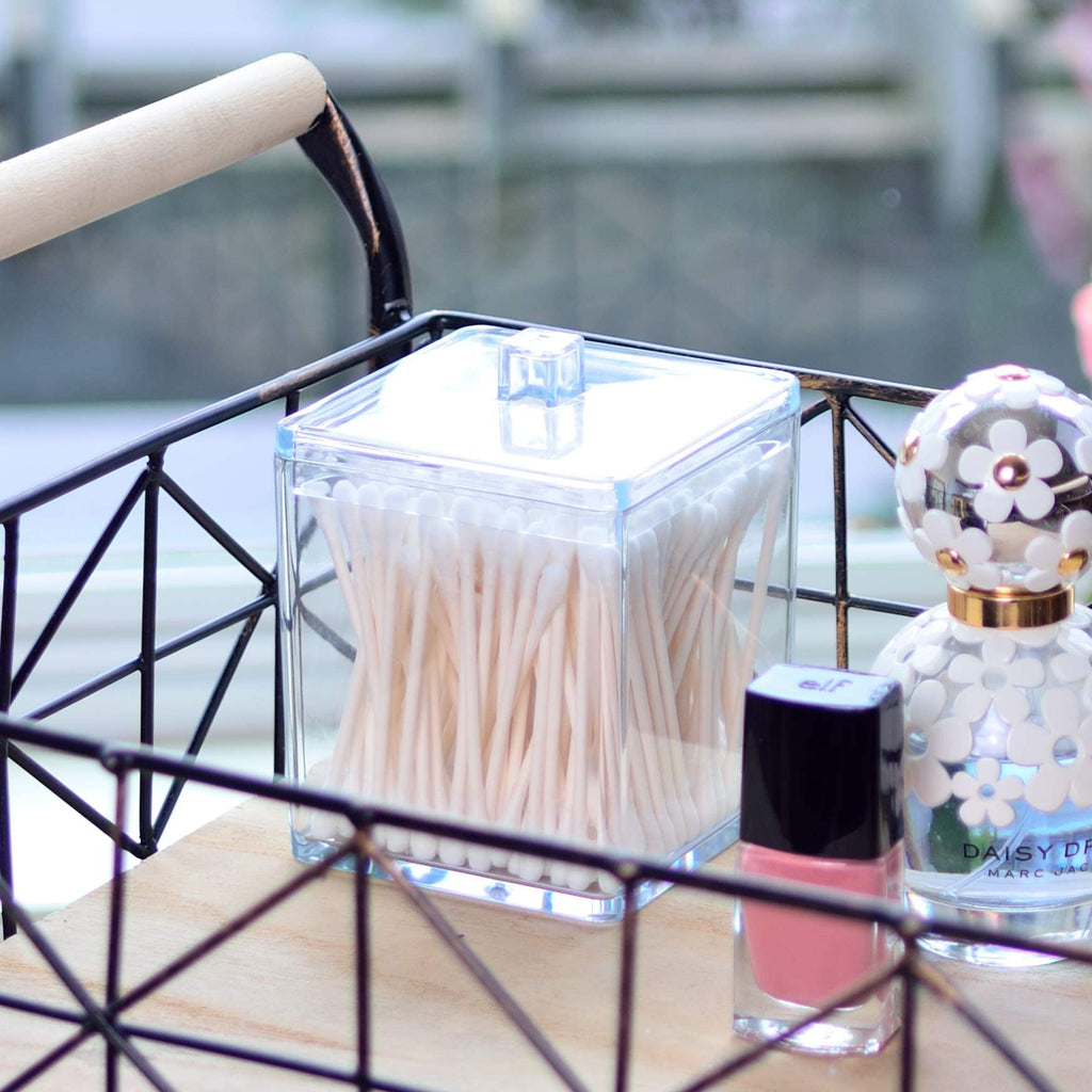 Youngever 2 Pack 15 Ounce Clear Plastic Apothecary Jars, Square Shape