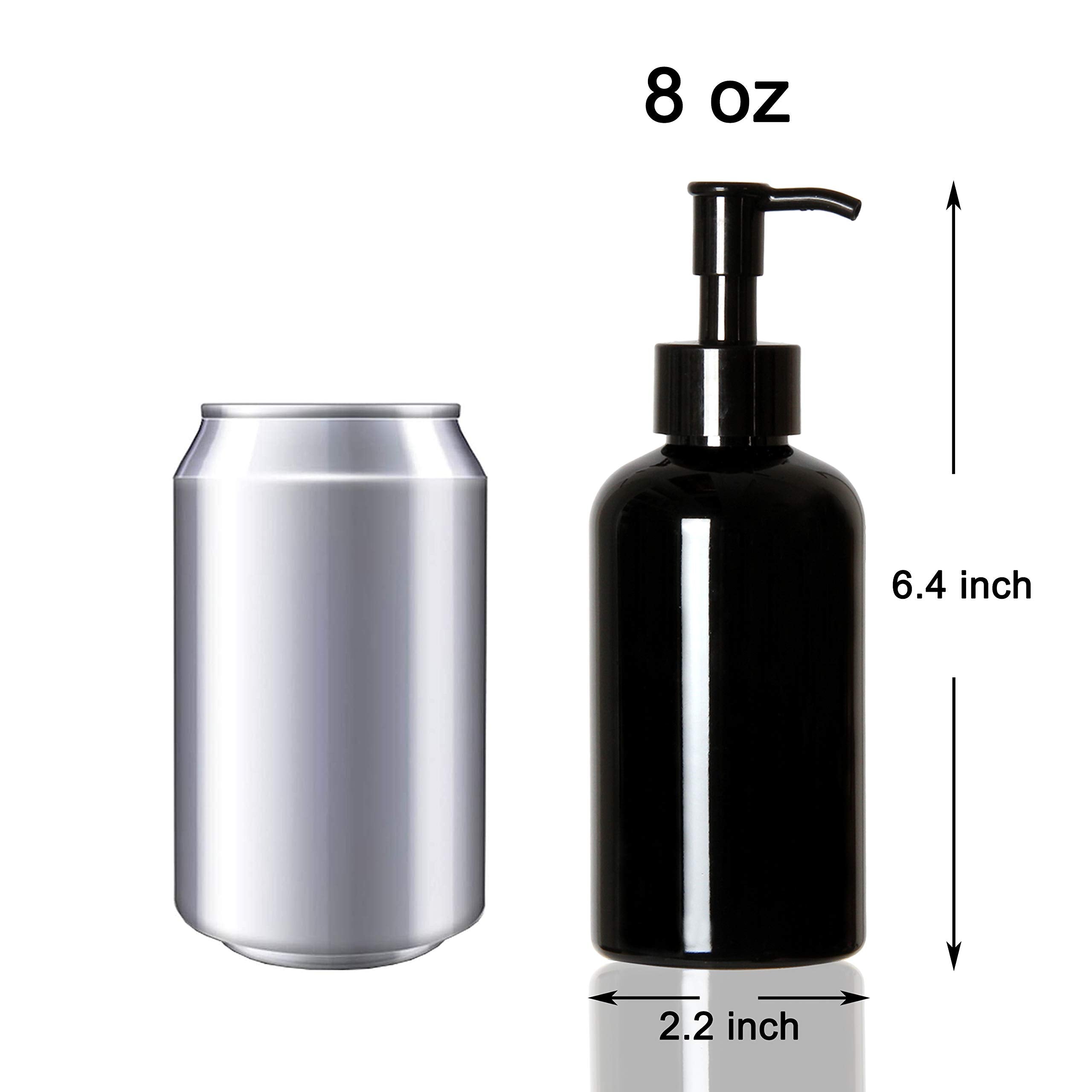 Youngever 6 Pack Plastic Pump Bottles 8 Ounce, Refillable Plastic Pump Bottles with Travel Lock