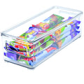 Youngever 2 Pack Stackable Plastic Storage Organizer Container Bins with Lids, 10" x 4" x 3", Stackable Storage Bins with Handler for Refrigerator, Pantry