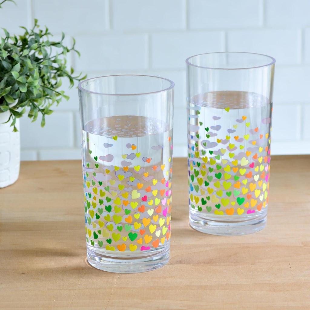 Youngever 4 Pack 16 Ounce Plastic Tumblers, Plastic Drinking Cups, Cafe Break-Resistant Drinking Glasses, Shatterproof Drinking Tumblers, Reusable | NO BPA | Top-rack Dishwasher Safe