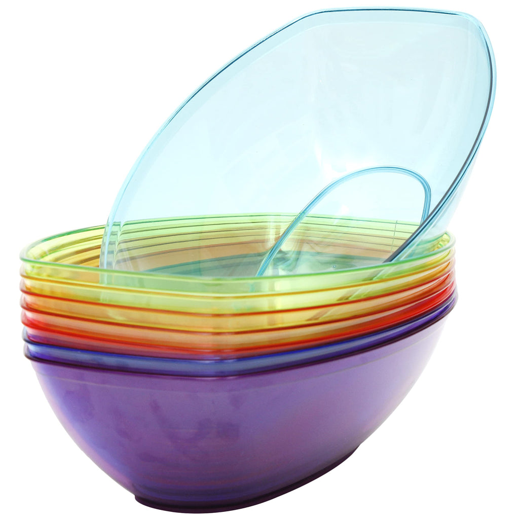 Youngever 8 Pack 2400ML Luau Plastic Mixing and Serving Bowls, Popcorn Bowls, Salad Bowls, Chip and Dip Serving Bowls, Set of 8 (Rainbow)