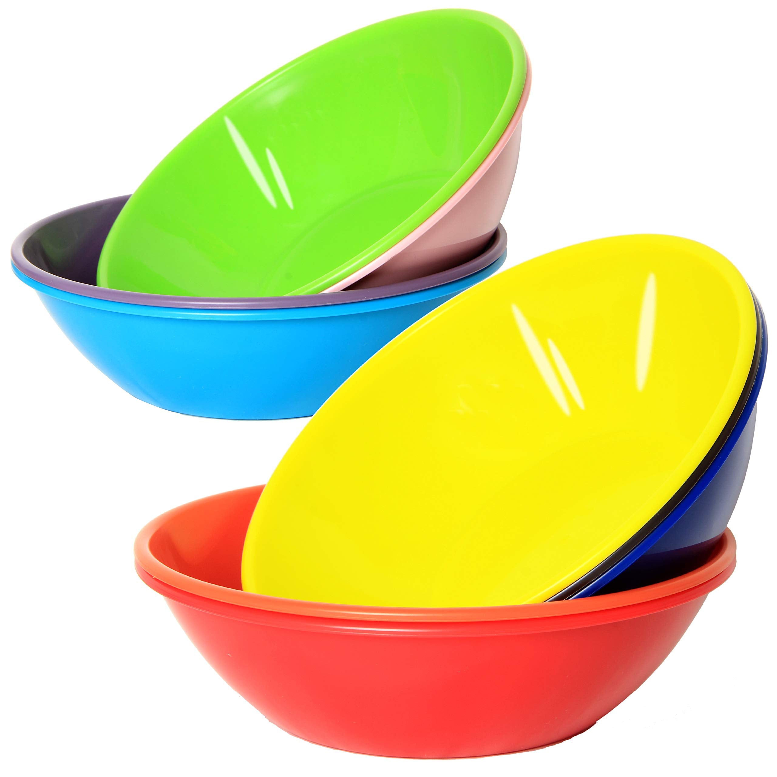 Youngever 28 Ounce Plastic Bowls, Large Cereal Bowls, for Cereal, Soup or Salad, Set of 9 in 9 Assorted Colors