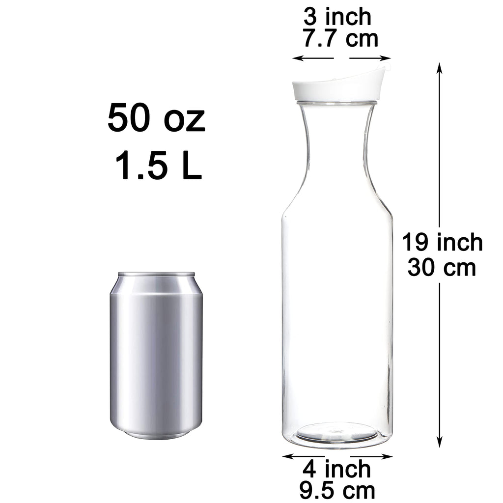 Youngever 2 Pack 50 Ounce Plastic Carafe, Reusable Clear Water Pitcher, Beverage Containers with Lids