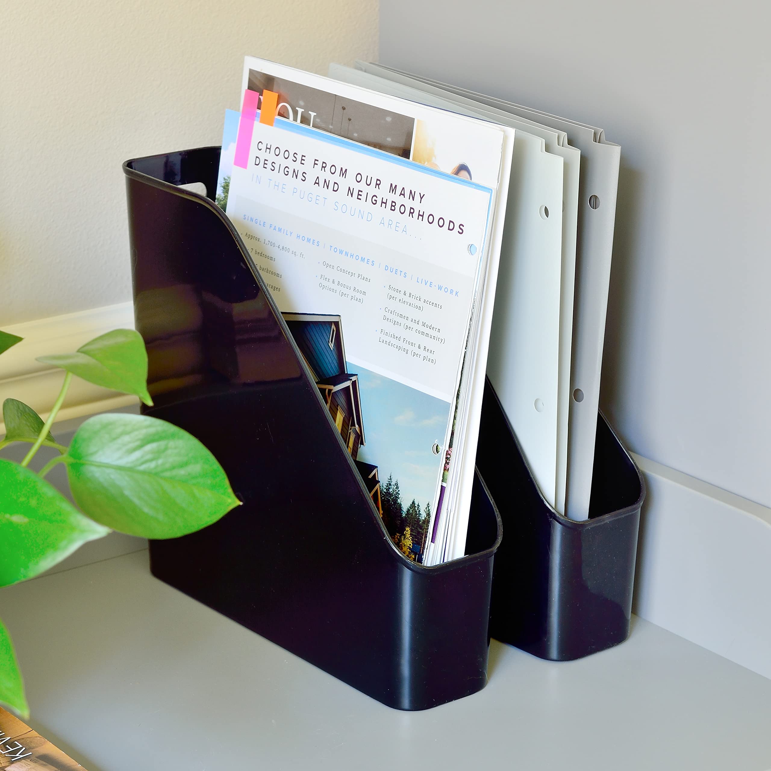 Youngever 3 Pack File Folder Bin Storage, Plastic File Folder Bin Organizer with Handle