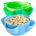 Youngever 2 Pack Plastic Nut Bowls, Double Dish Snack Serving Bowls, 8 Inch Pistachio Bowl, Nuts Serving Bowl for Peanuts, Pistachio, Edamame, Fruit
