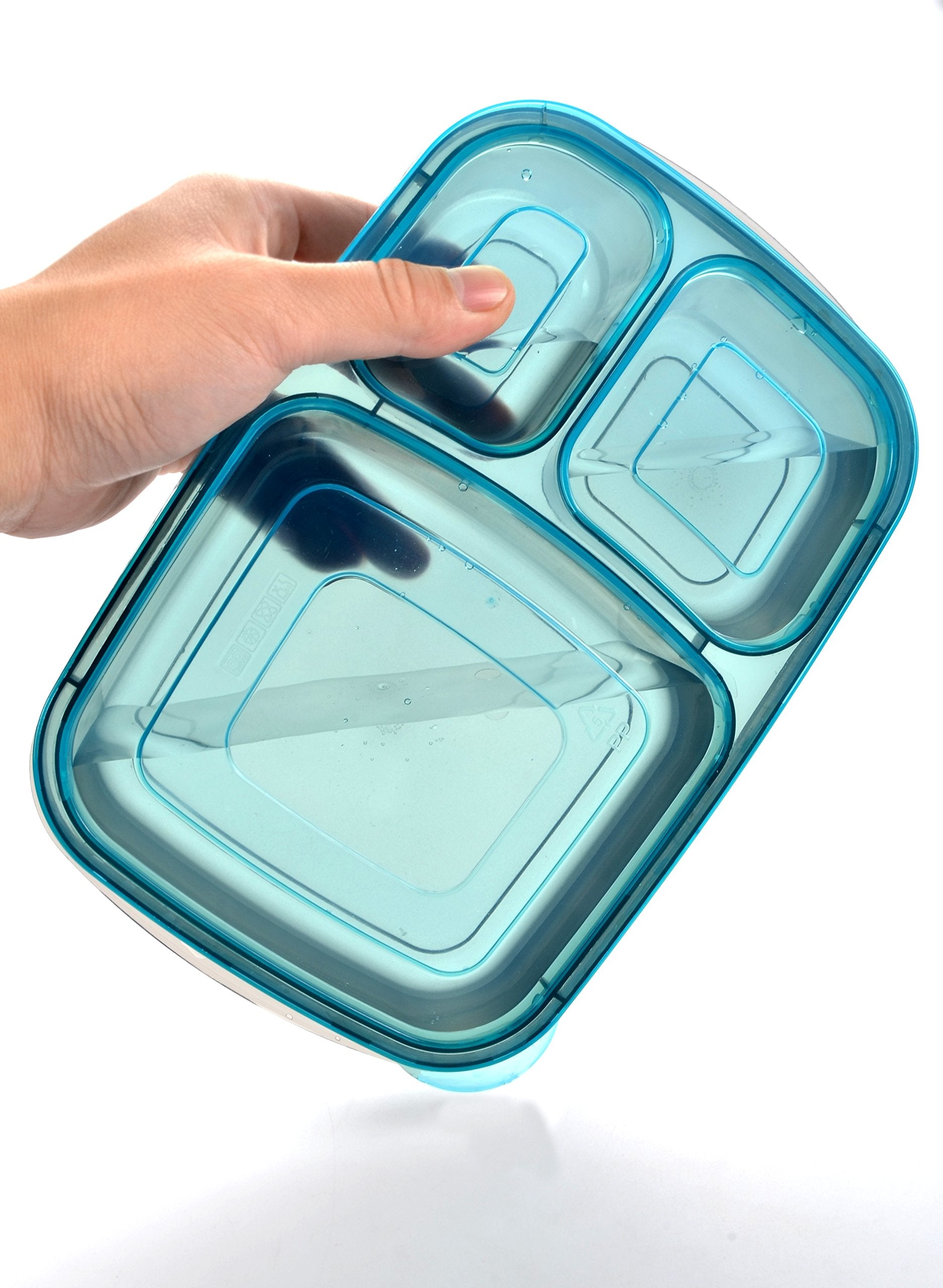 Youngever 8 Pack Bento Lunch Box, Meal Prep Containers, Reusable Plastic Divided Food Storage Container Boxes