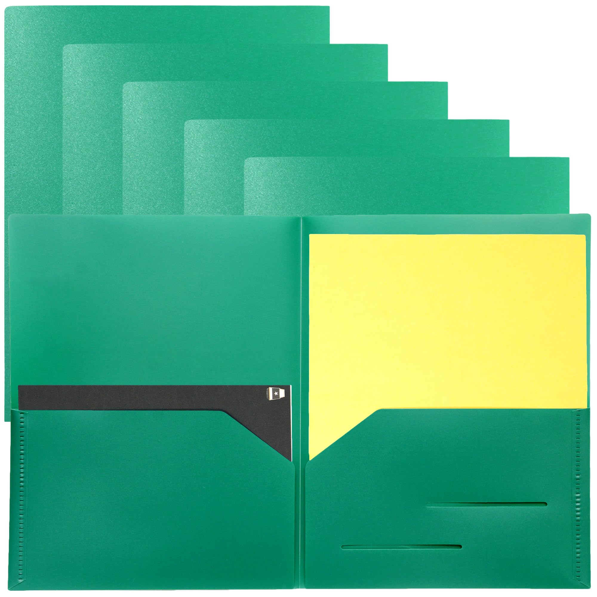 Youngever 6 Pack Heavy Duty Plastic Two Pocket Folders, Heavy Duty Plastic 2 Pocket Folder