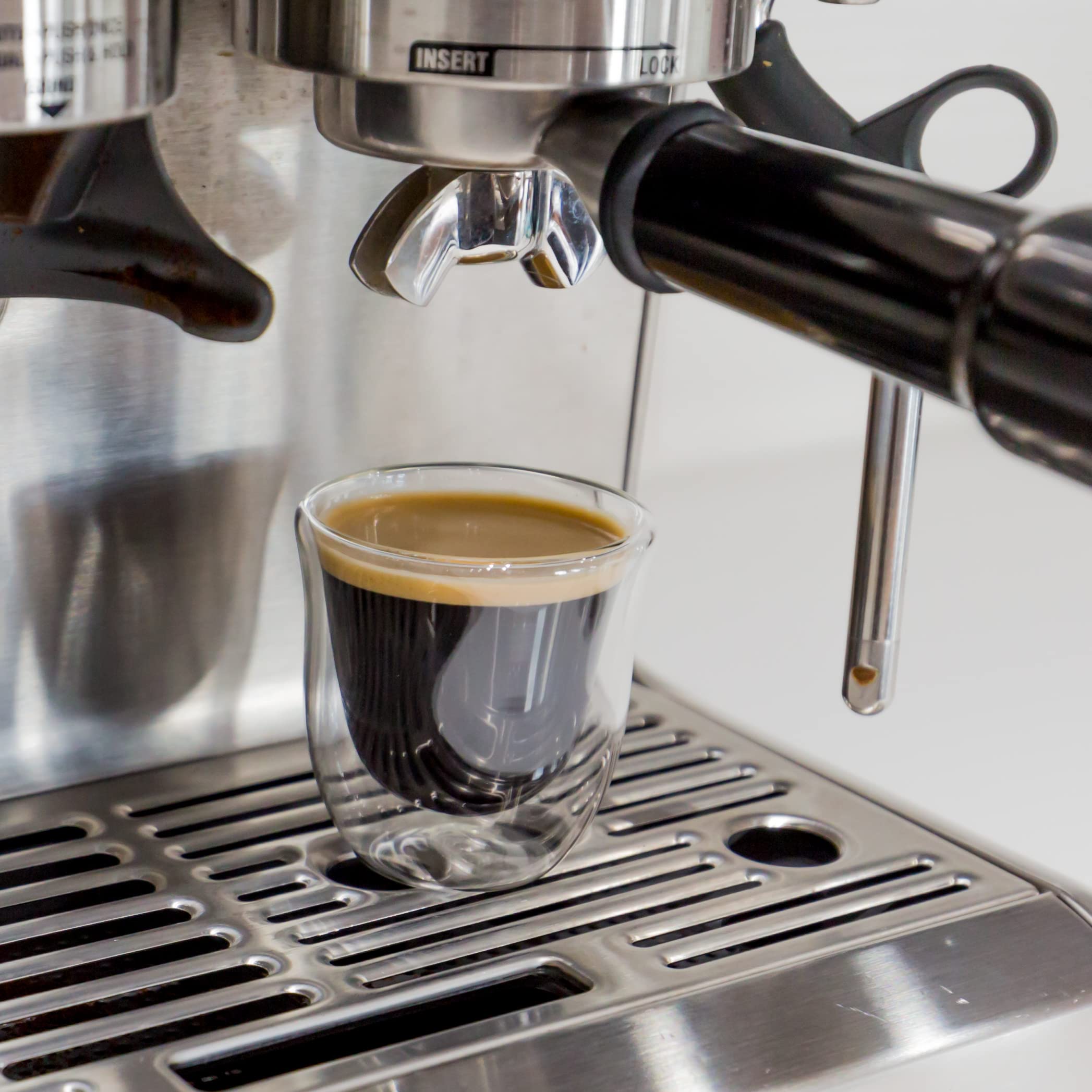 Youngever 4 Pack Espresso Cups, Double Wall Thermo Insulated Espresso Cups, Glass Coffee Cups