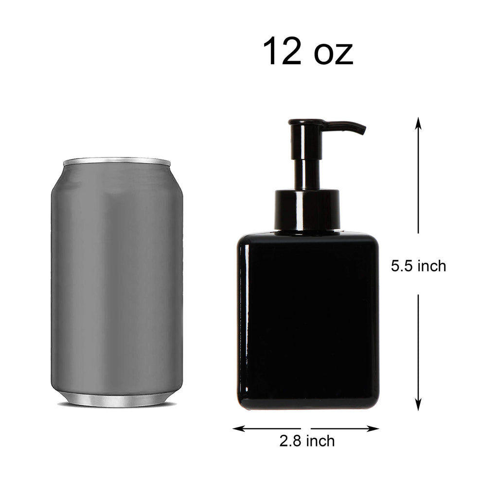 Youngever 5 Pack Black Plastic Square Pump Bottles, Refillable Plastic Pump Bottles for Dispensing Lotions, Shampoos and More