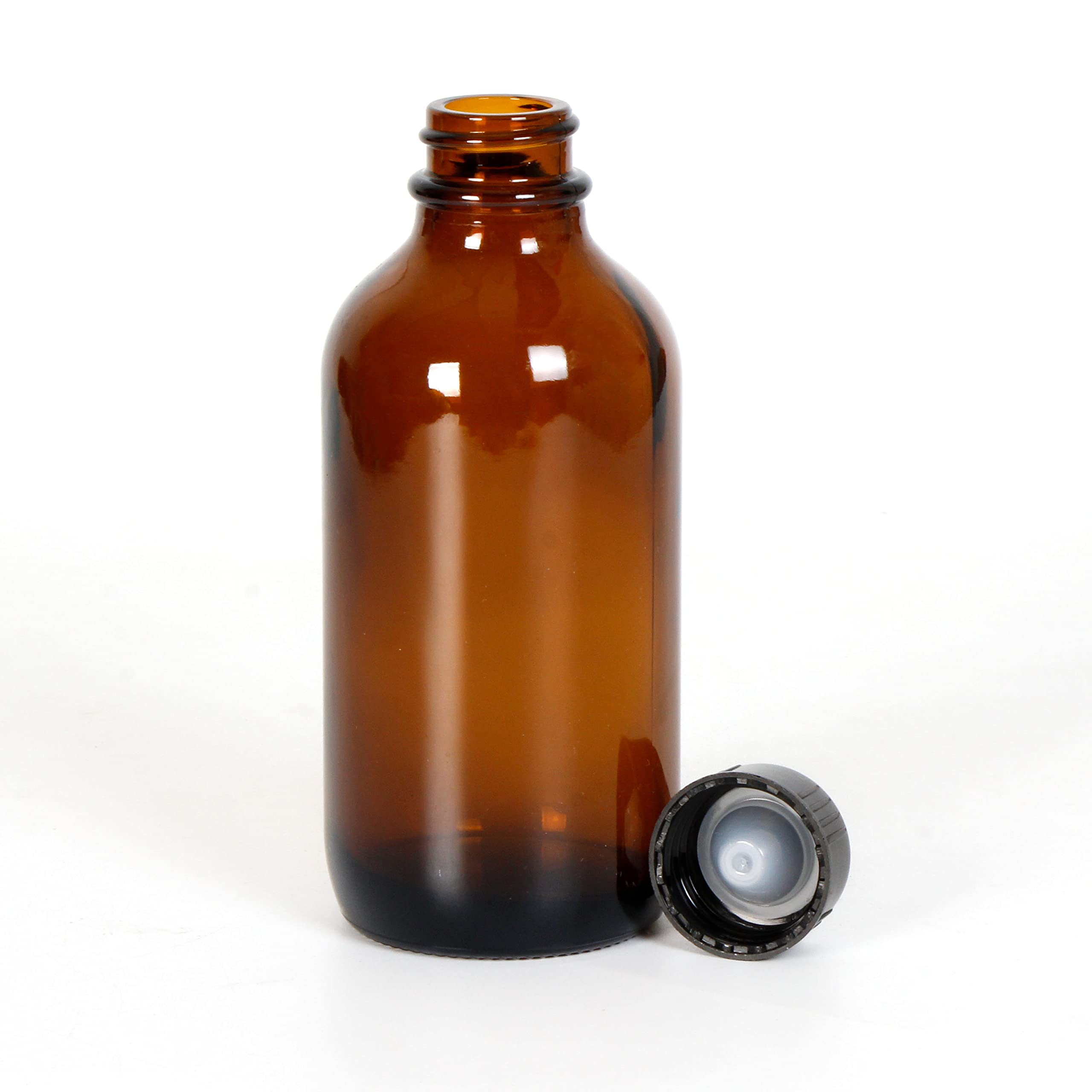 Youngever 16 Pack Amber Glass Bottles with Lids, Refillable Container for Essential Oils, Vanilla Extract and more