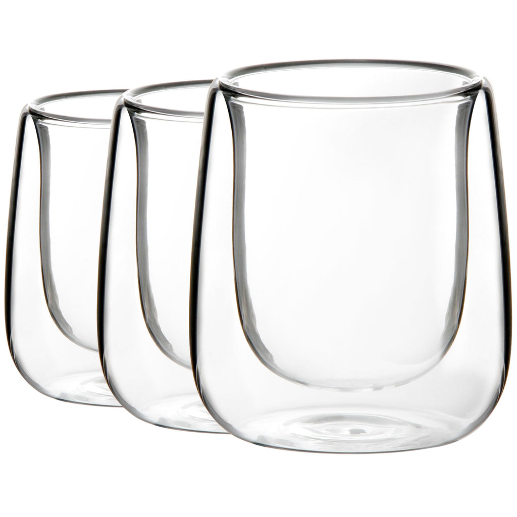 Youngever 3 Pack Espresso Cups, Double Wall Thermo Insulated Espresso Cups, Glass Coffee Cups, 3.5 Ounce