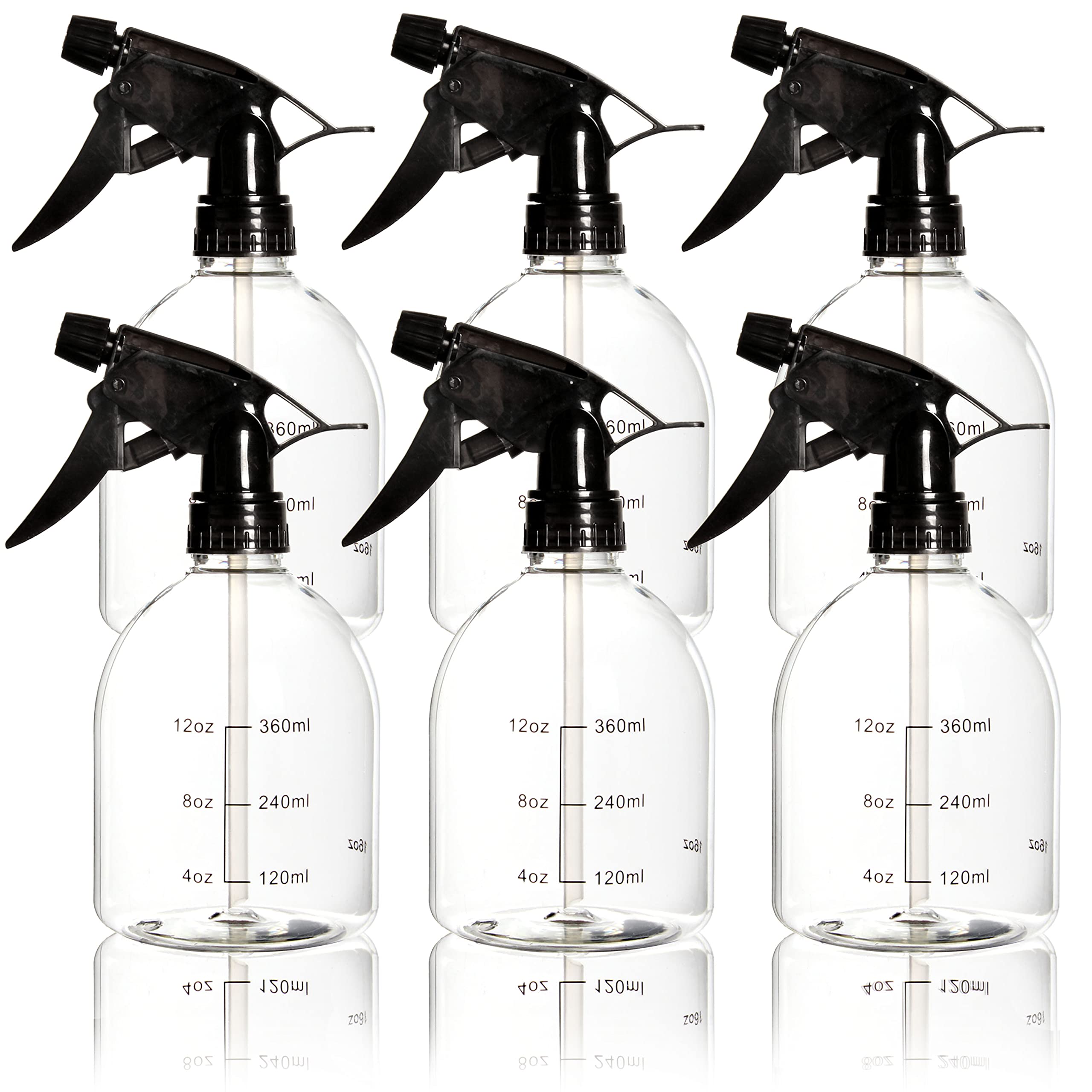 Youngever 6 Pack Empty Plastic Spray Bottles, Spray Bottles for Hair and Cleaning Solutions, 6 Pack 16 Ounce Bottles