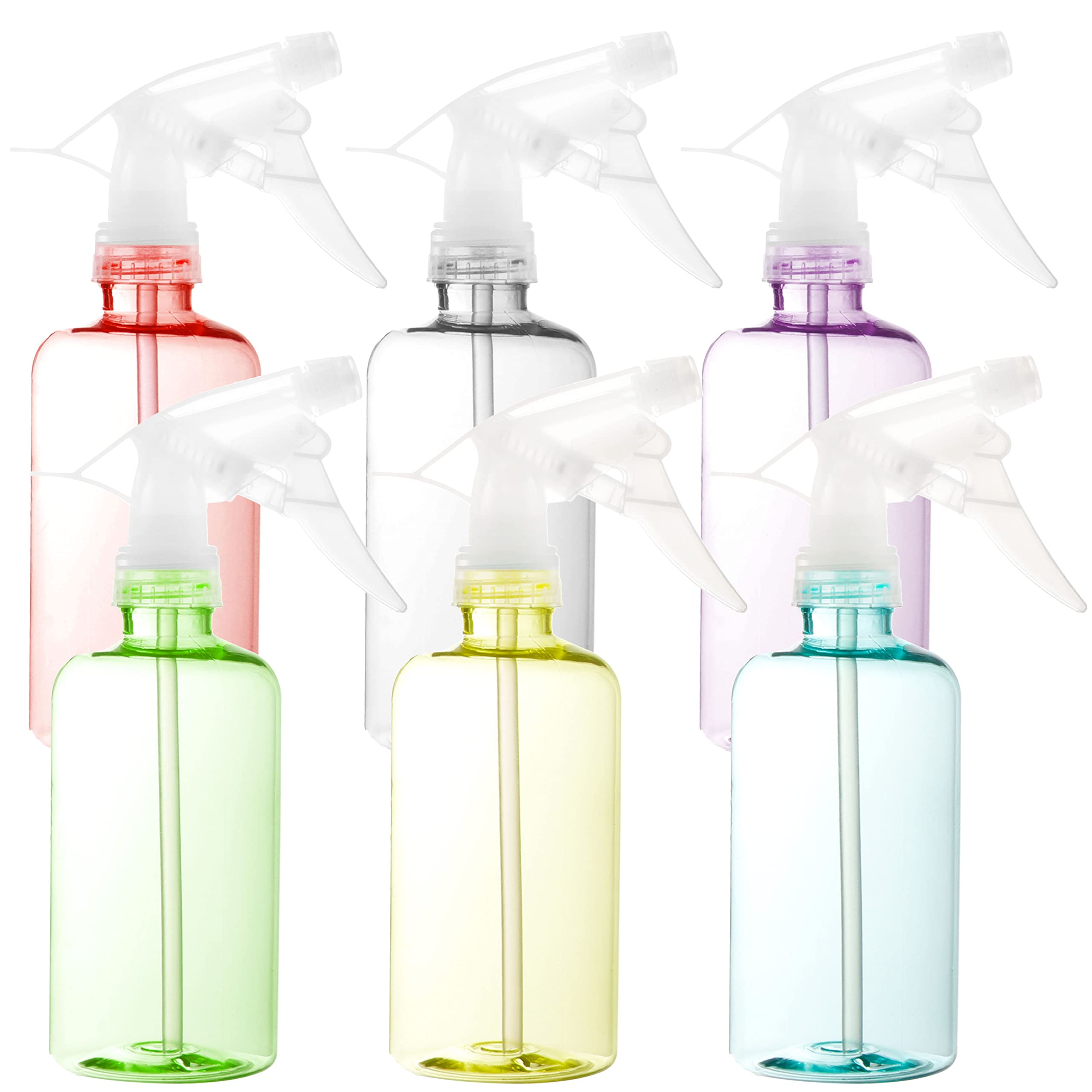 Youngever 6 Pack Empty Plastic Spray Bottles, Color Spray Bottles for Hair and Cleaning Solutions