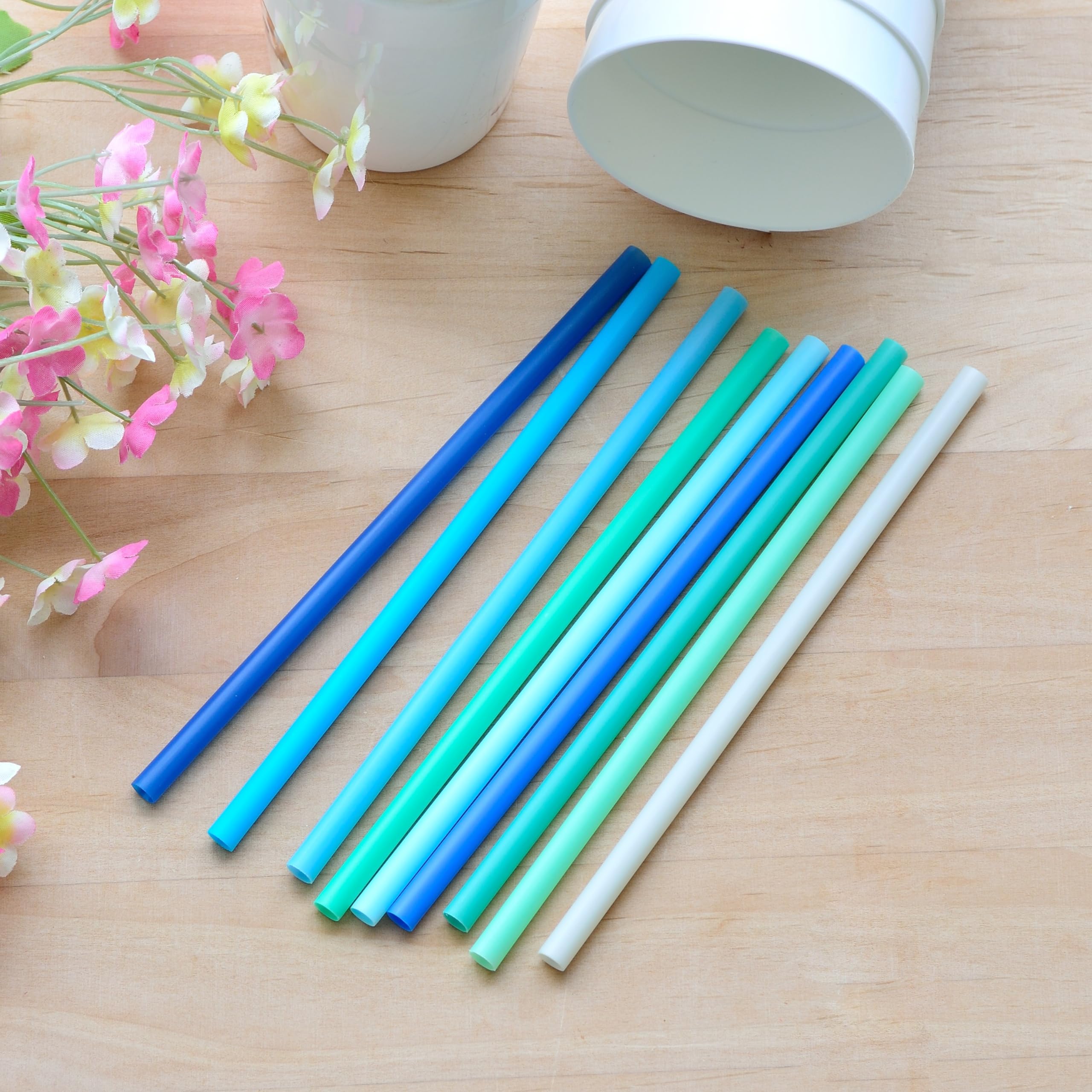 Youngever 9 Pack Reusable Plastic Straws, 7 inch Flexible Plastic Drinking Straws
