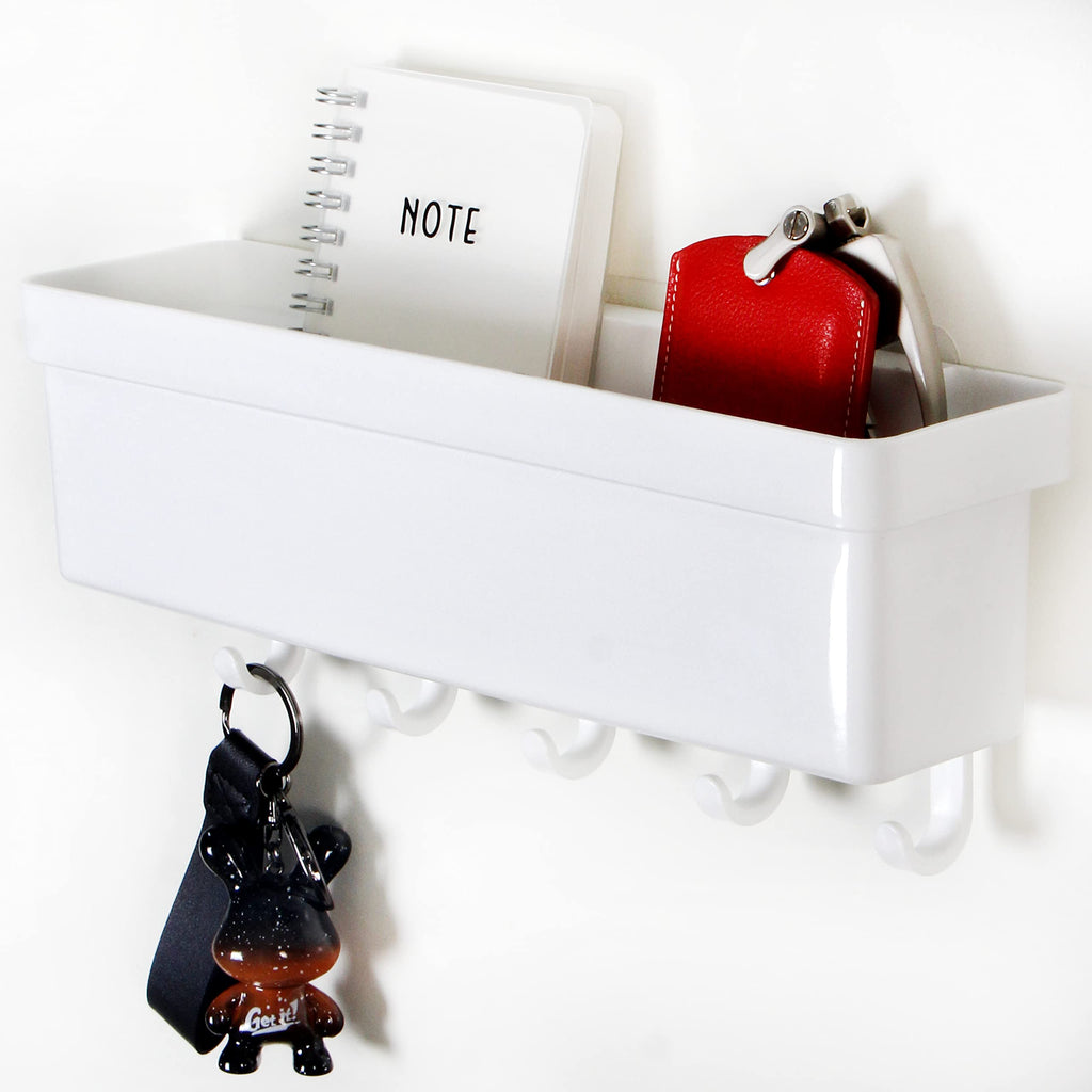 Youngever Plastic Key Holder for Wall, Entryway Mail Holder with 5 Key Hooks, Wall Storage Organizer