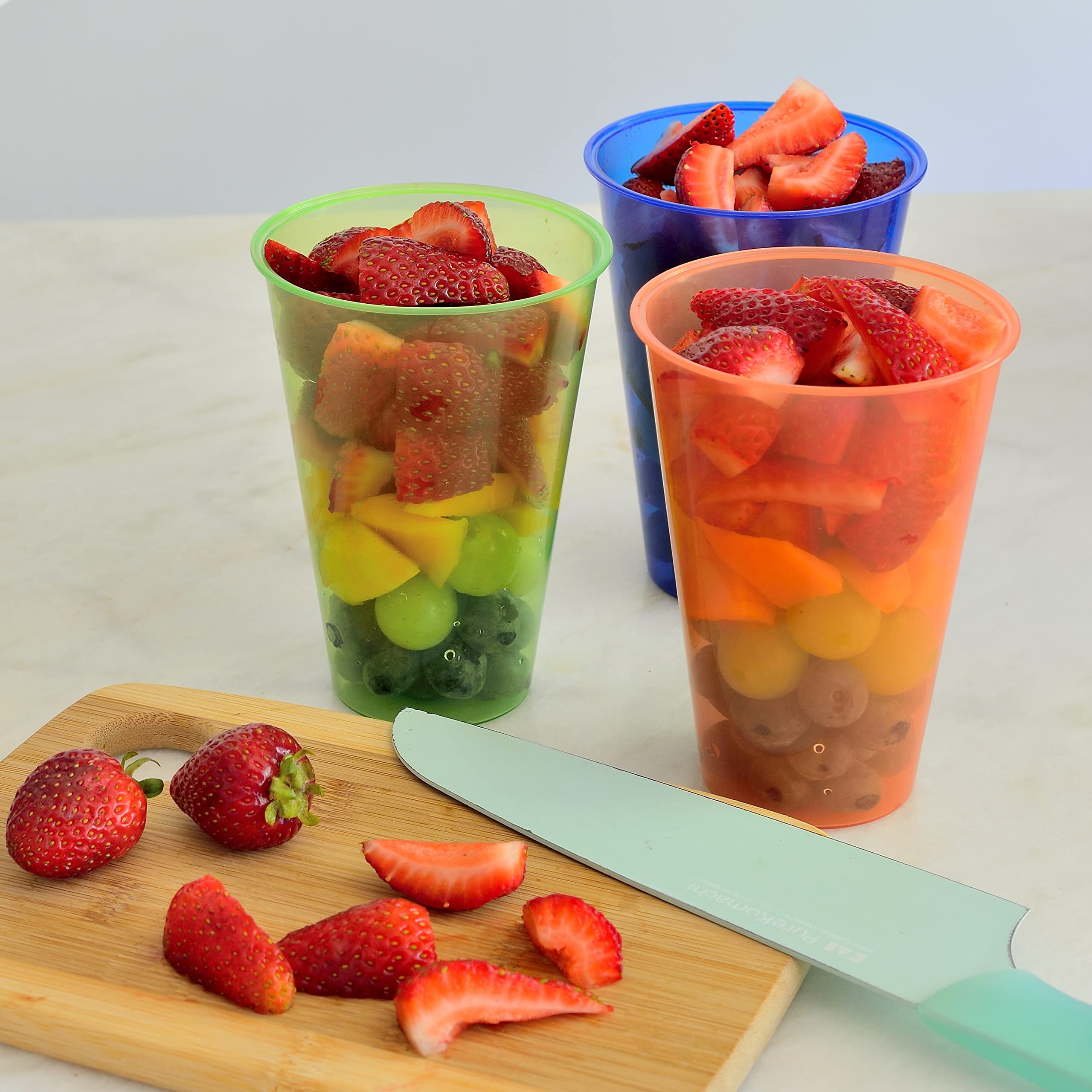 Youngever 7 Set Plastic Parfait Cups with Lids and Inserts, Spill and Leak Proof