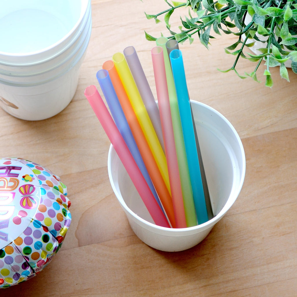 Youngever 9 Pack Reusable Plastic Straws, 7 inch Flexible Plastic Drinking Straws