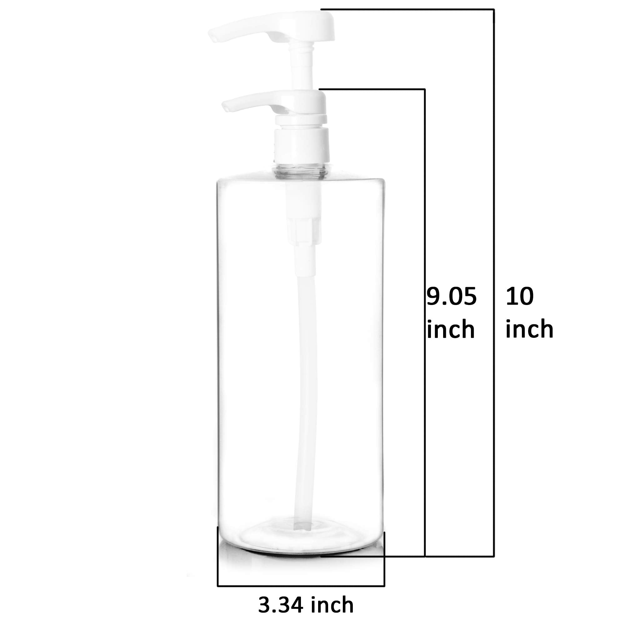 Youngever 4 Pack Pump Bottles for Shampoo 32 Ounce (1 Liter), Empty Shampoo Pump Bottles, Plastic Cylinder with Lockdown-Leak Proof-Pumps