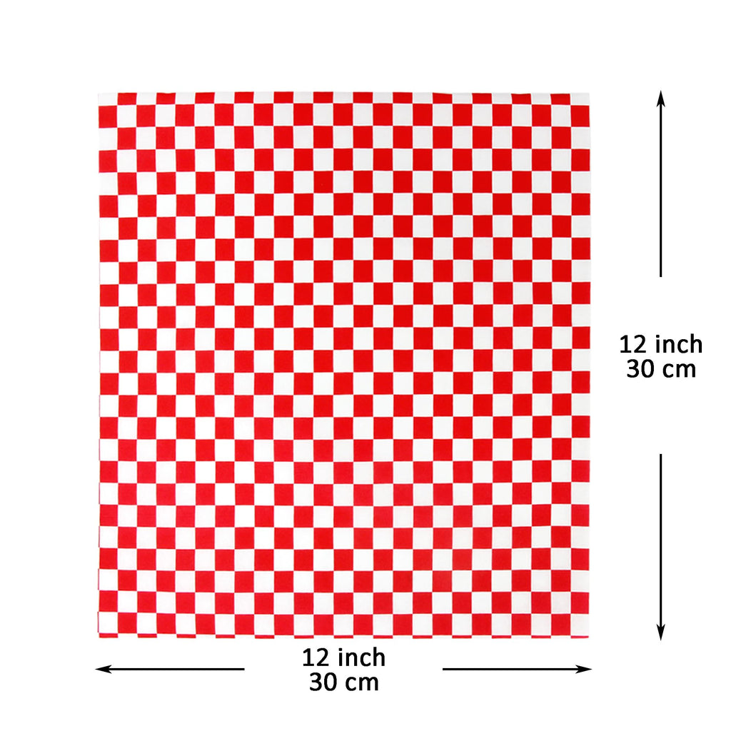 Youngever 300-Piece Wax Paper Sheets - 12x12 inch, Ideal for Fast Food Liners, Sandwiches and Kitchen Baskets - Red & Black