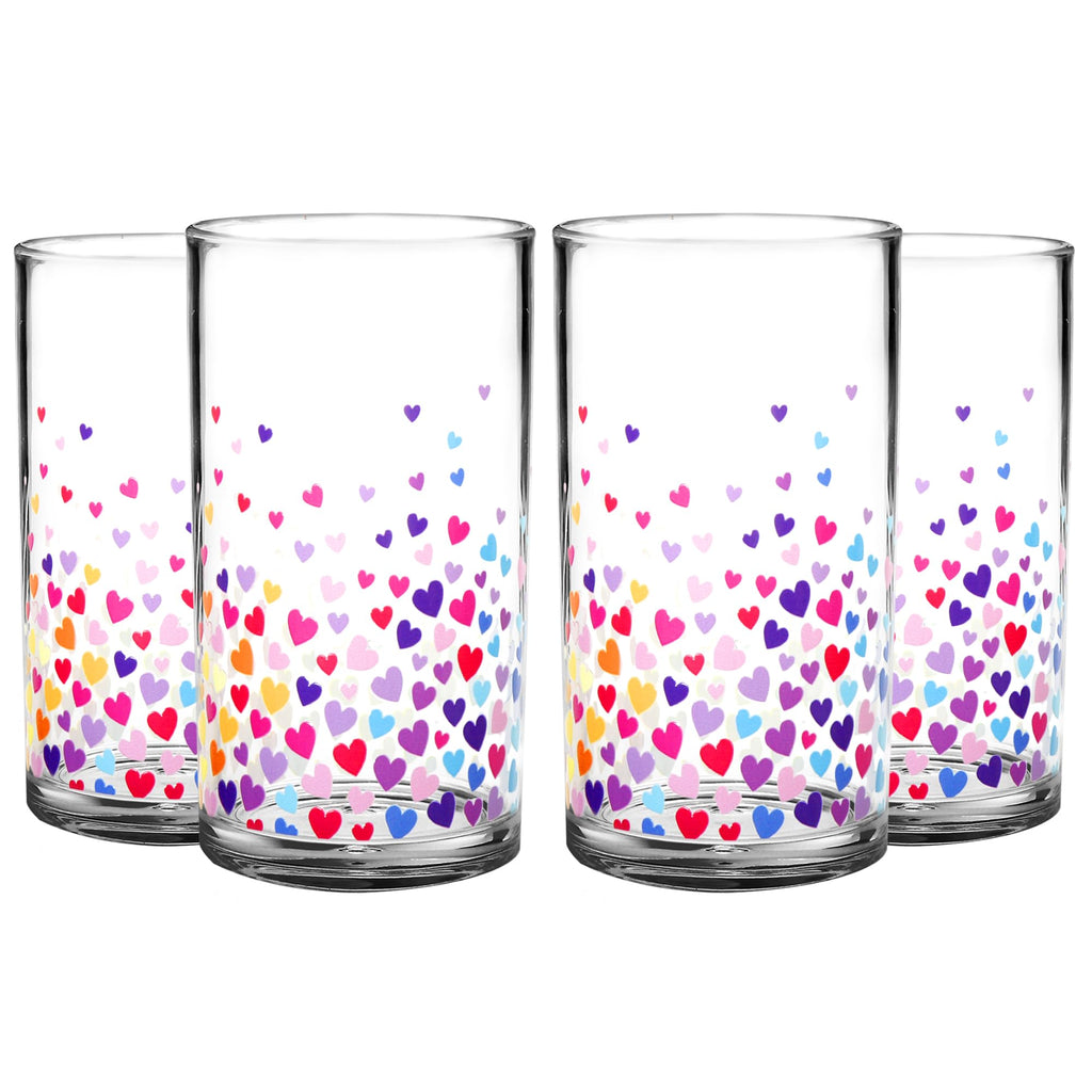Youngever 4 Pack 16 Ounce Plastic Tumblers, Plastic Drinking Cups, Cafe Break-Resistant Drinking Glasses, Shatterproof Drinking Tumblers, Reusable | NO BPA | Top-rack Dishwasher Safe