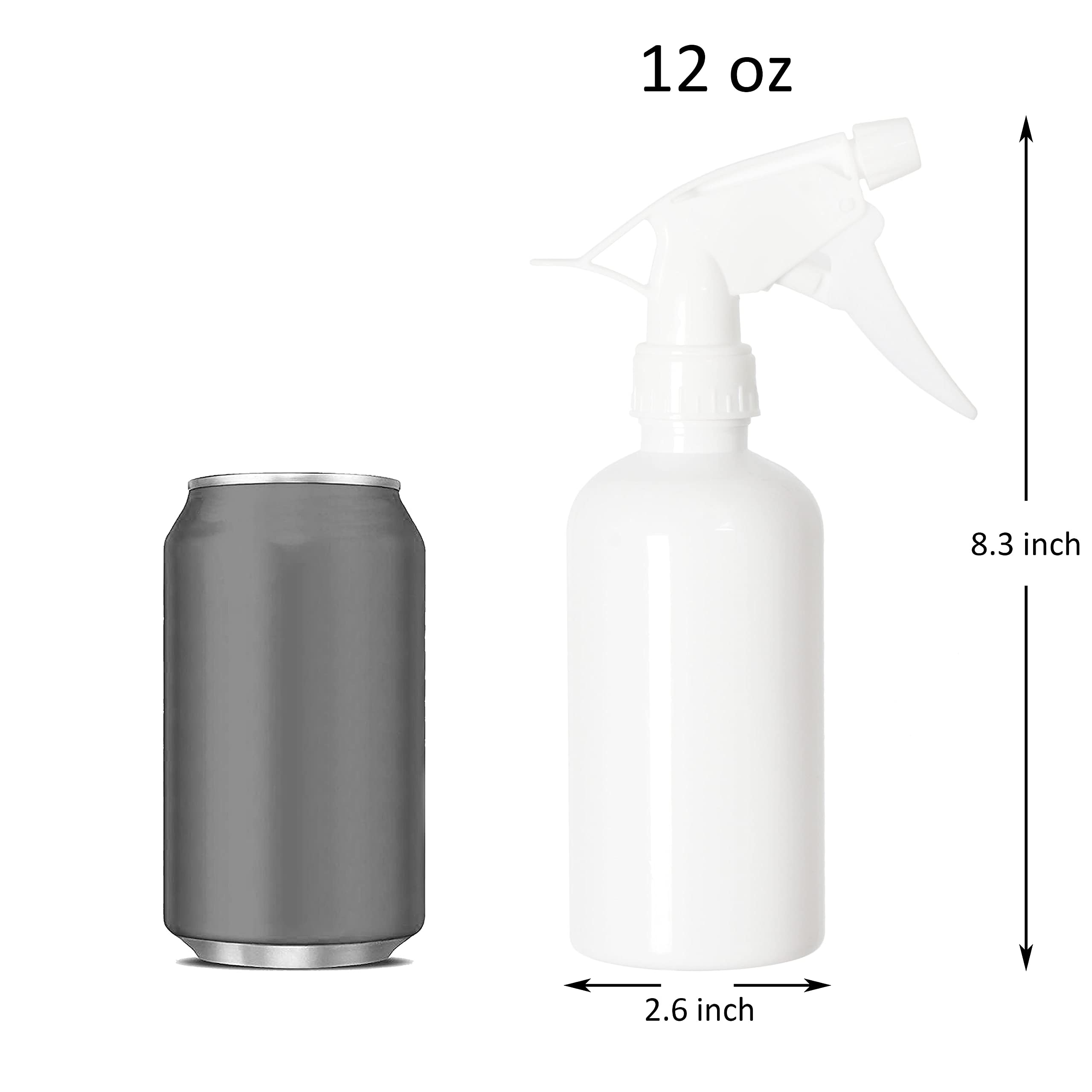 Youngever 6 Pack White Plastic Spray Bottles, Spray Bottles for Hair and Cleaning Solutions