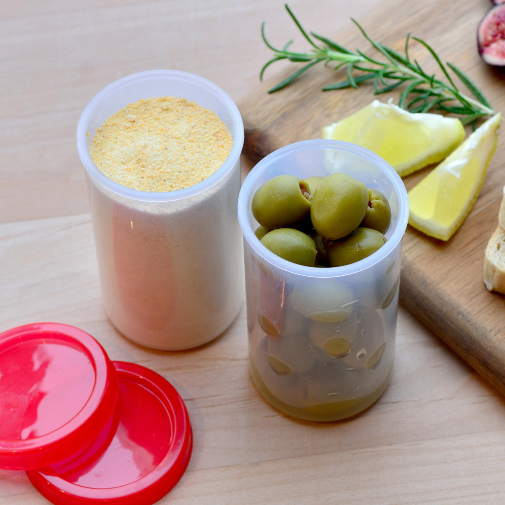 Youngever 3 Pack Plastic Condiment Containers, Sauce Containers with Lid, Plastic Salad Dressing Container
