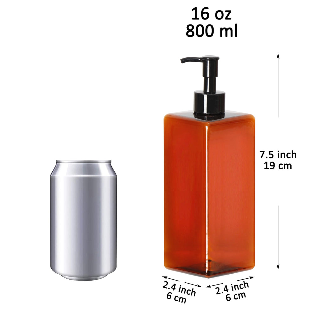 Youngever 5 Pack 16 Ounce Plastic Pump Bottles, Refillable Square Plastic Pump Bottles for Dispensing Lotions, Shampoos and More