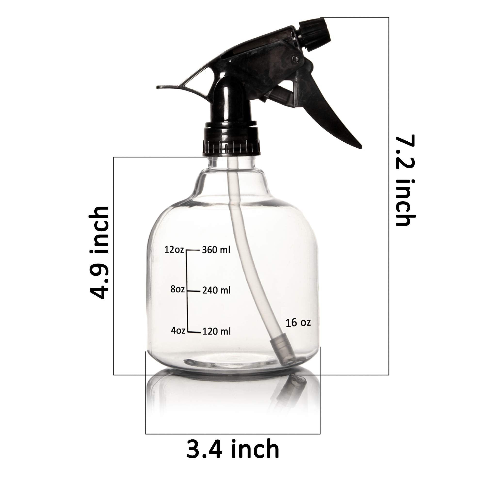 Youngever 12 Pack 16 Ounce Empty Plastic Spray Bottles, Spray Bottles for Hair and Cleaning Solutions