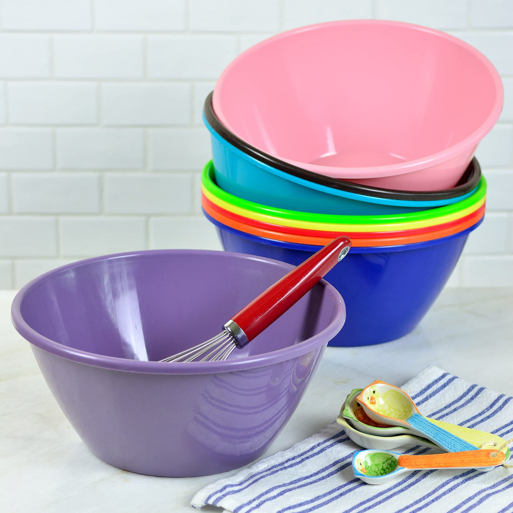 Youngever 11 inch 120 Ounce Plastic Mixing and Serving Bowls, Large Popcorn Bowls, Salad Bowls, Chip and Dip Serving Bowls, Set of 9