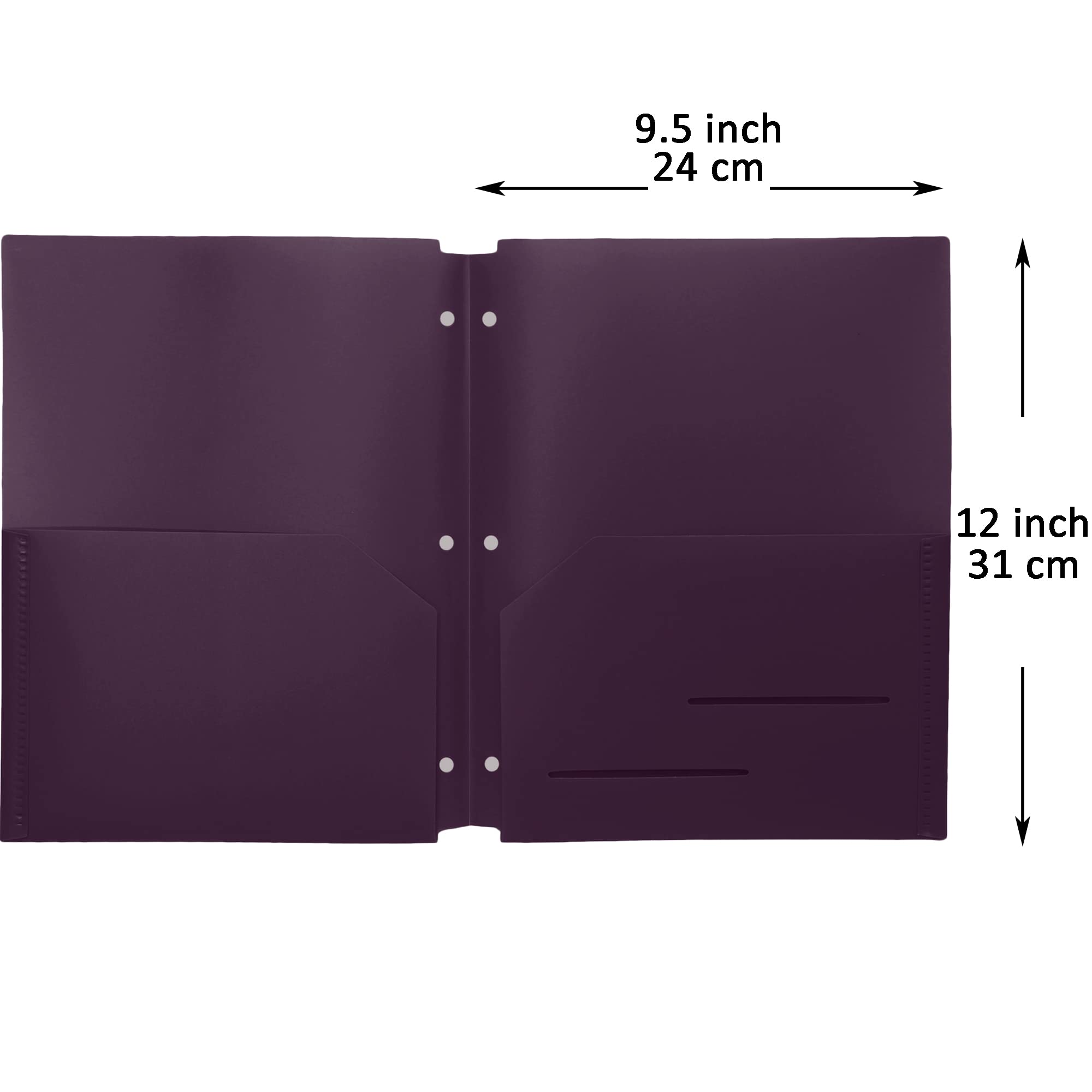Youngever 6 Pack Heavy Duty Plastic Two Pocket Folders, Binder Dividers with Pocket, 3 Hole Punch Folder with Notches, Binder Folders