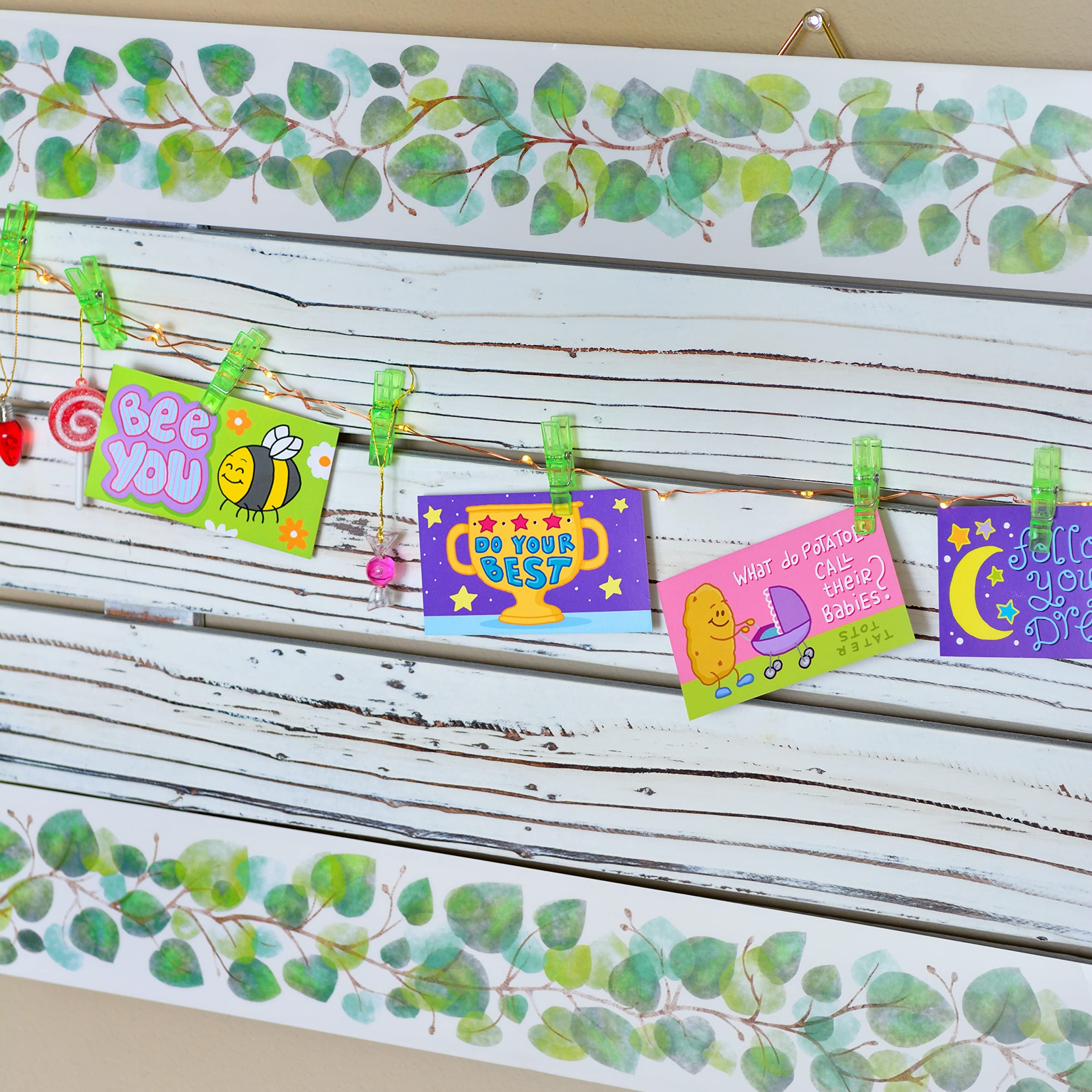 Youngever 52.5 ft Bulletin Board Borders for Classroom Decoration (Eucalyptus Design)