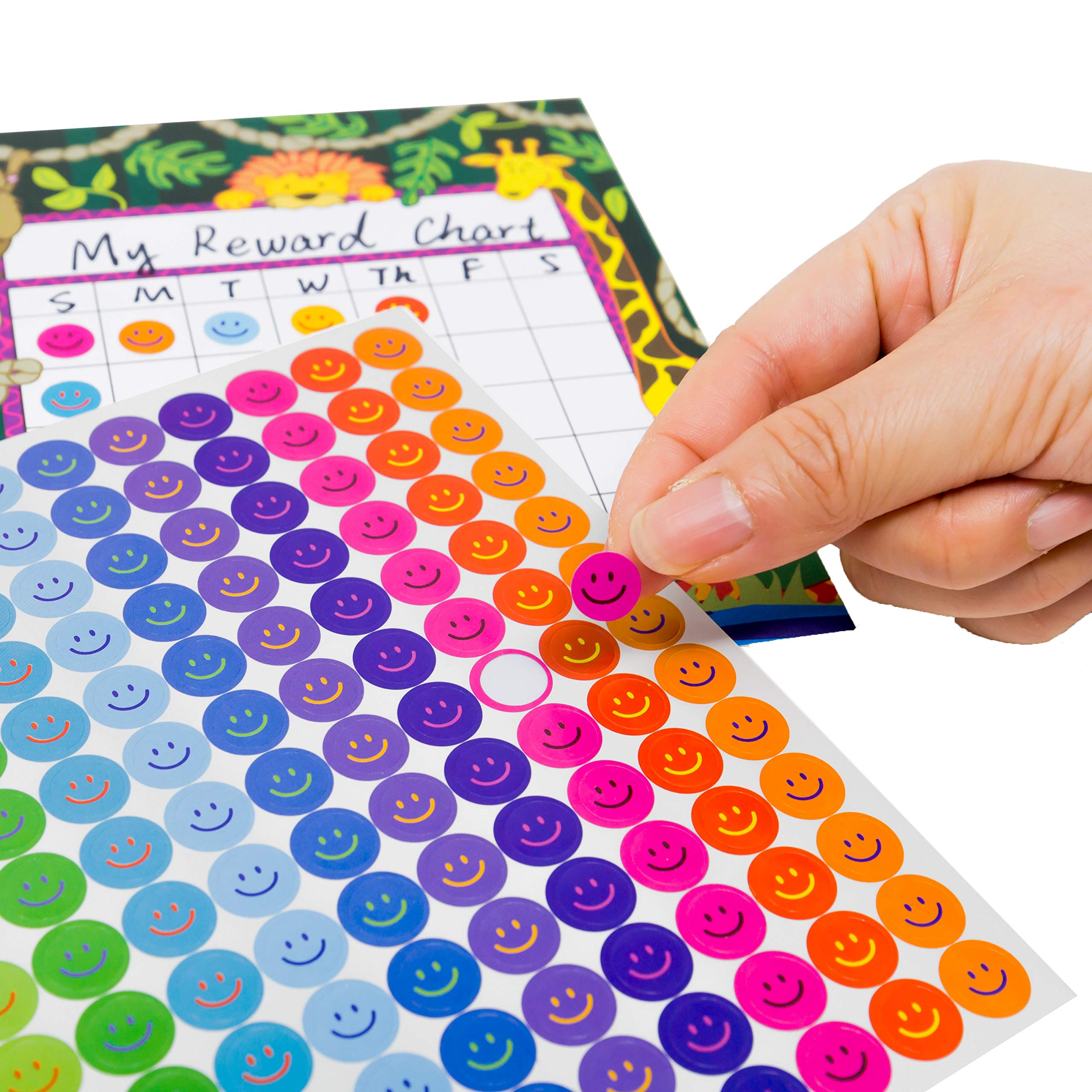 Youngever 10296 pcs Happy Smile Face Stickers, 12 Colors, Incentive Stickers for Reward Behavior Chart 3/8 Inch, Teacher Supplies Classroom Supplies