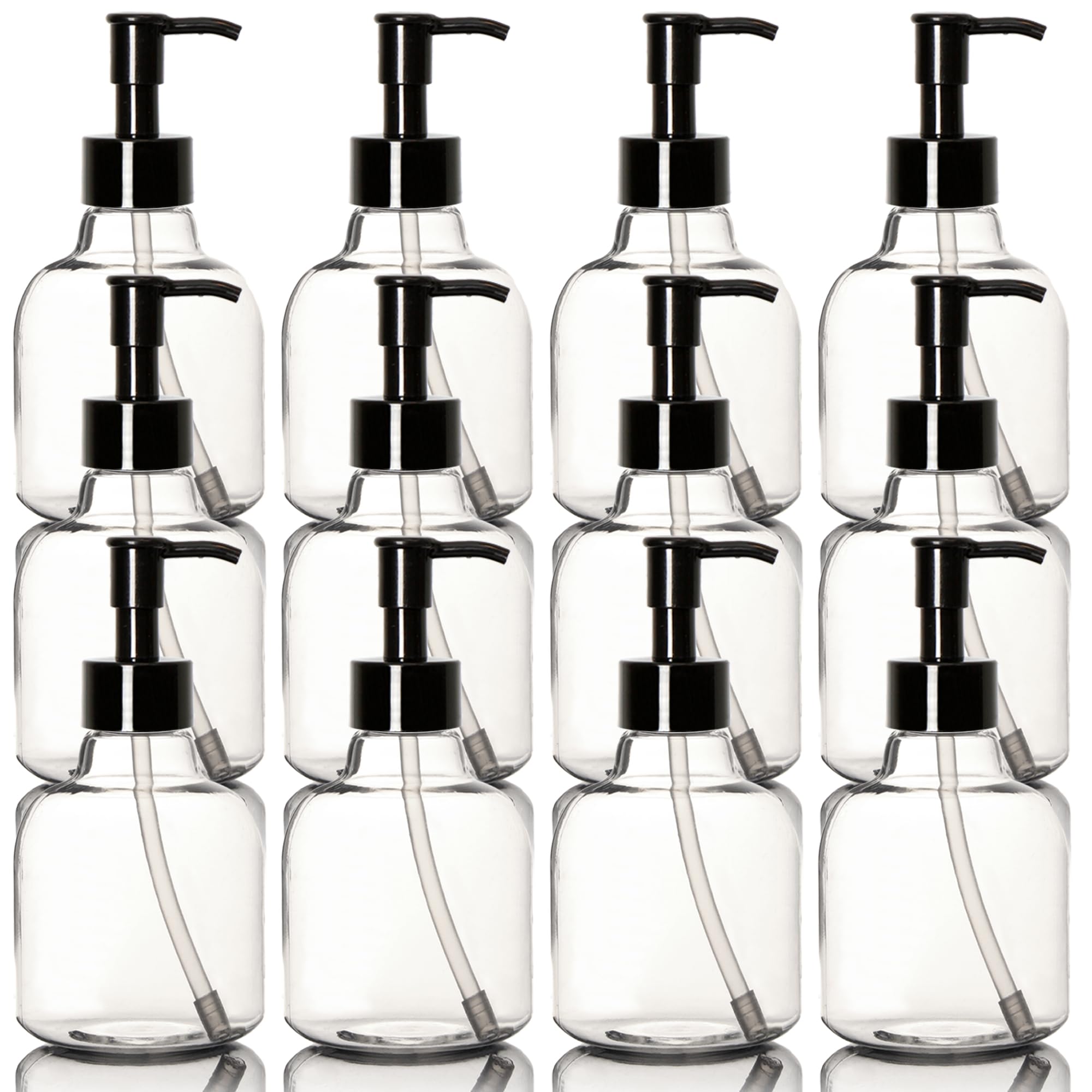 Youngever 6 Pack Plastic Pump Bottles, Clear Refillable Plastic Pump Bottles with Travel Lock
