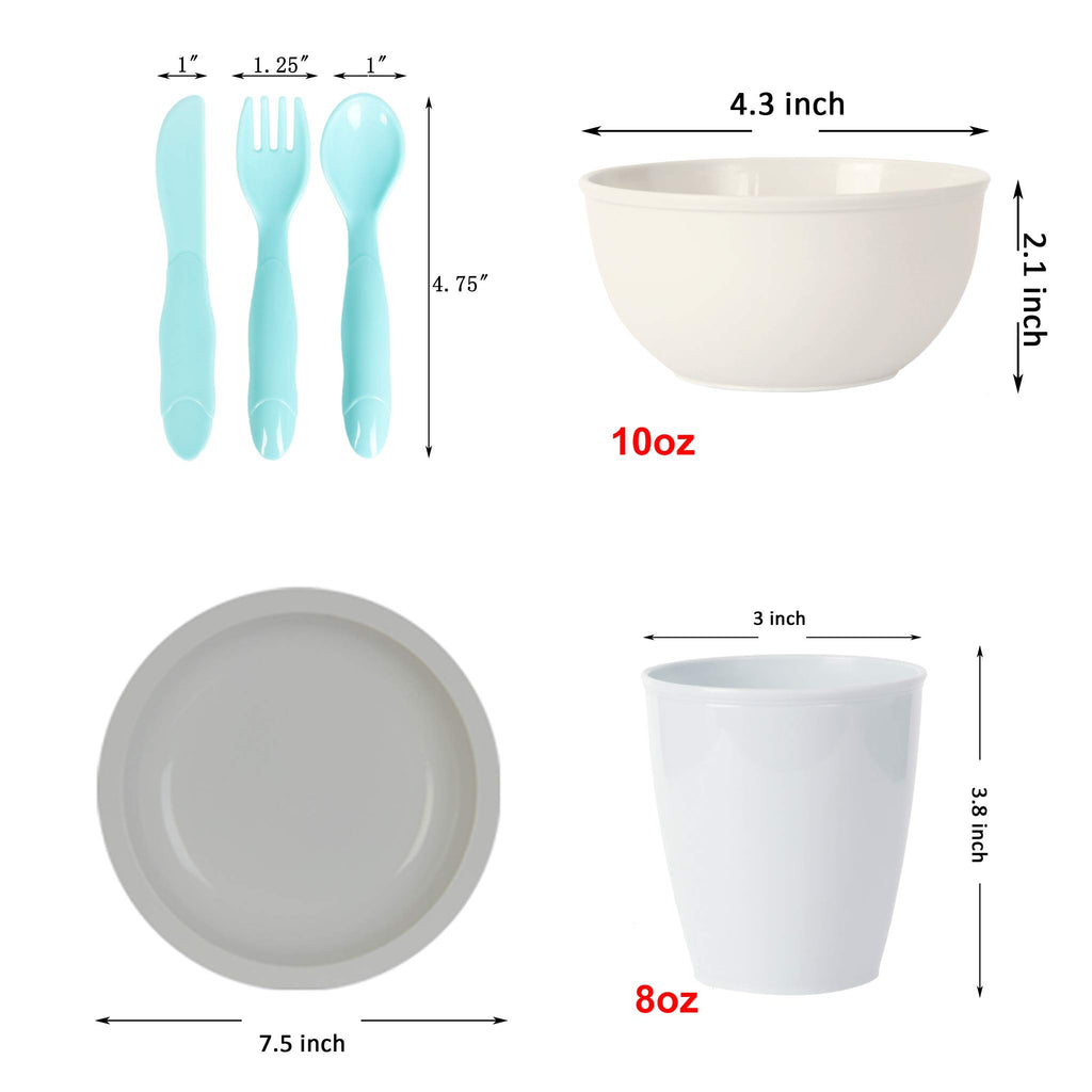 Youngever 54pc Plastic Dining Utensil Set, BPA Free, Dishwasher Safe, Toddler Dinnerware & Silverware, Set of 9 Urban Colors