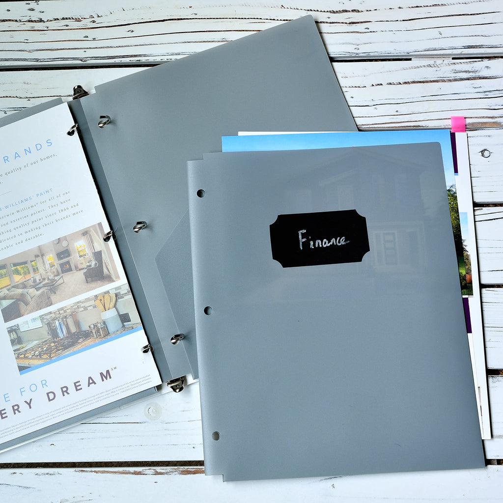 Youngever 6 Pack Heavy Duty Plastic Two Pocket Folders, Binder Dividers with Pocket, 3 Hole Punch Folder with Notches, Binder Folders