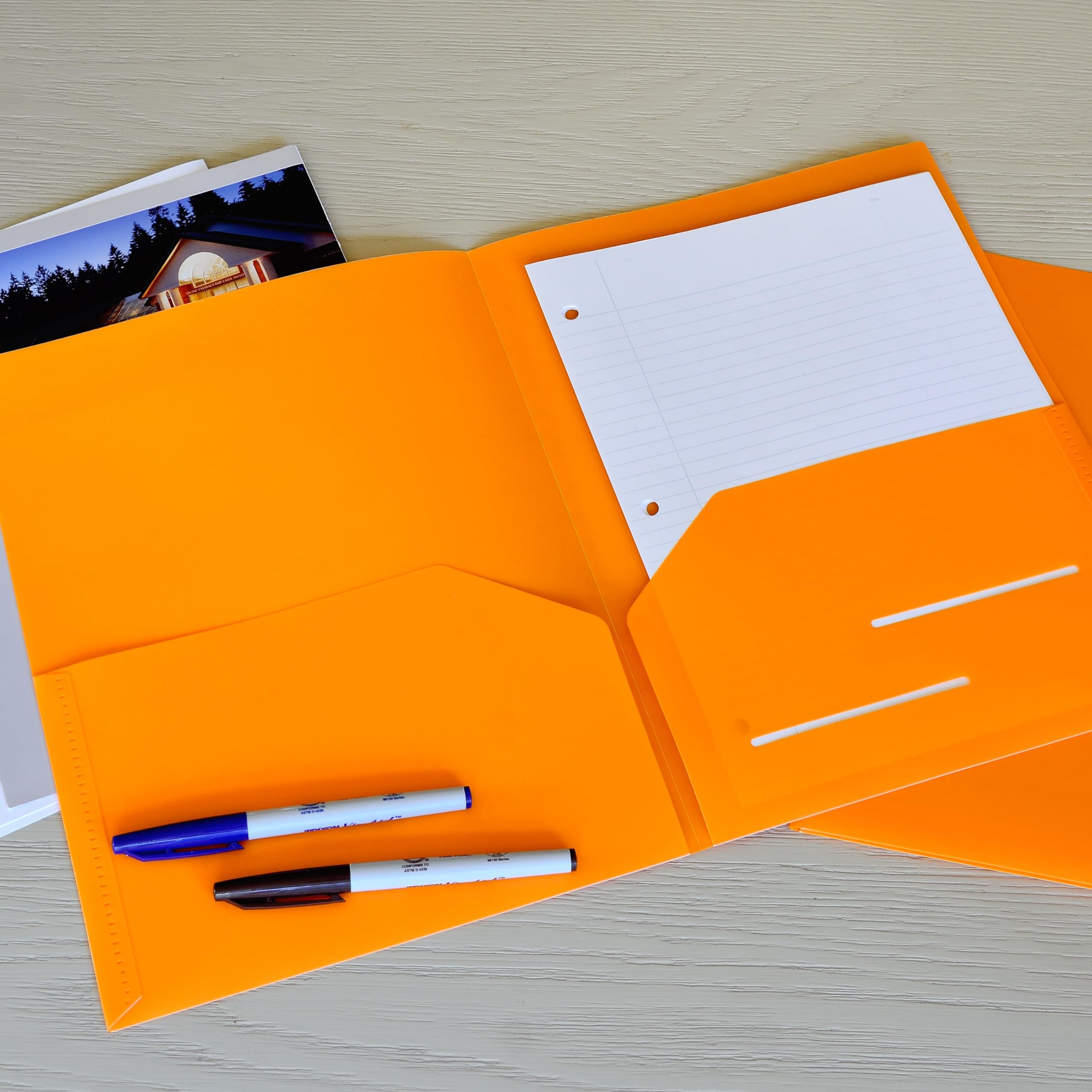 Youngever 6 Pack Heavy Duty Plastic Two Pocket Folders, Heavy Duty Plastic 2 Pocket Folder