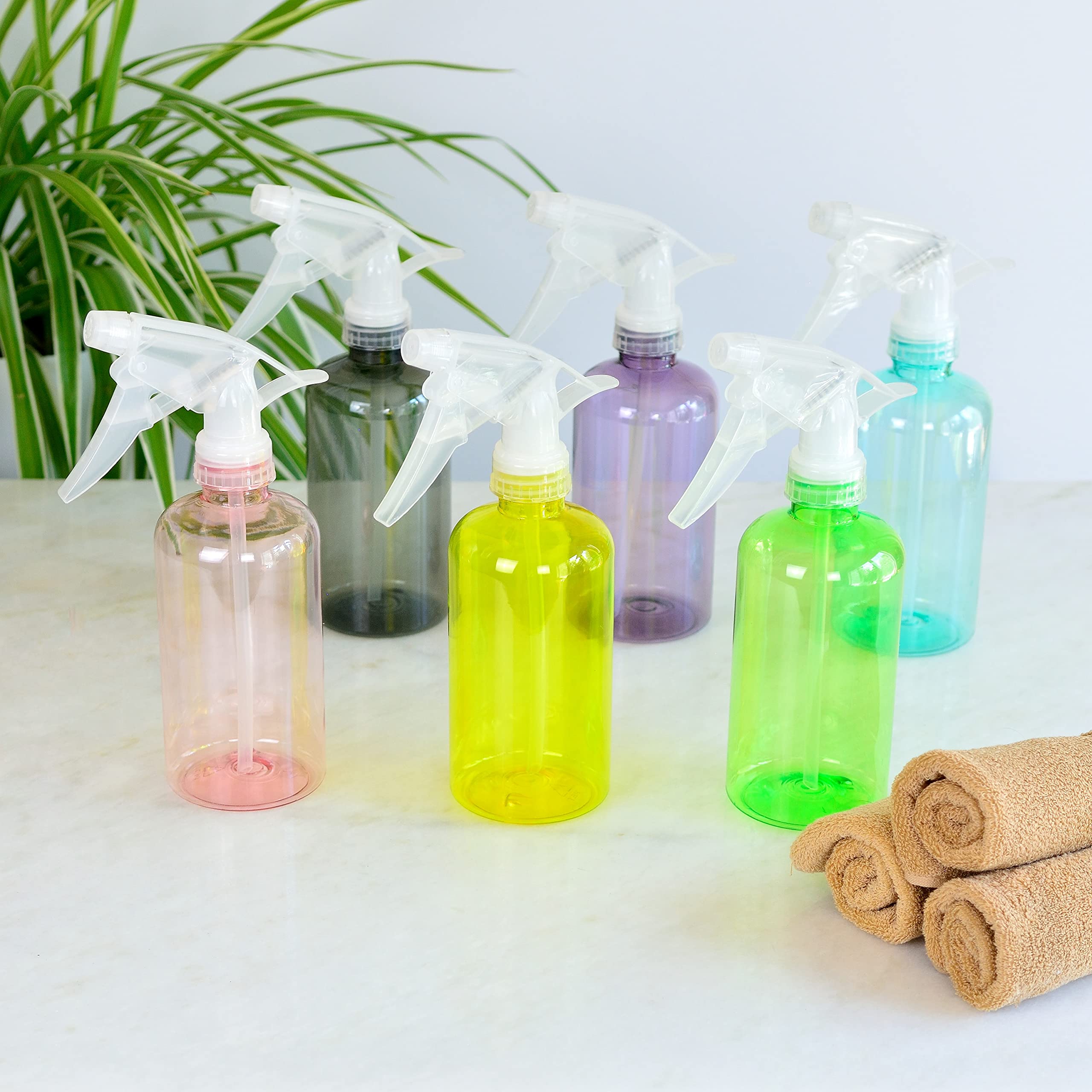 Youngever 6 Pack Empty Plastic Spray Bottles, Color Spray Bottles for Hair and Cleaning Solutions