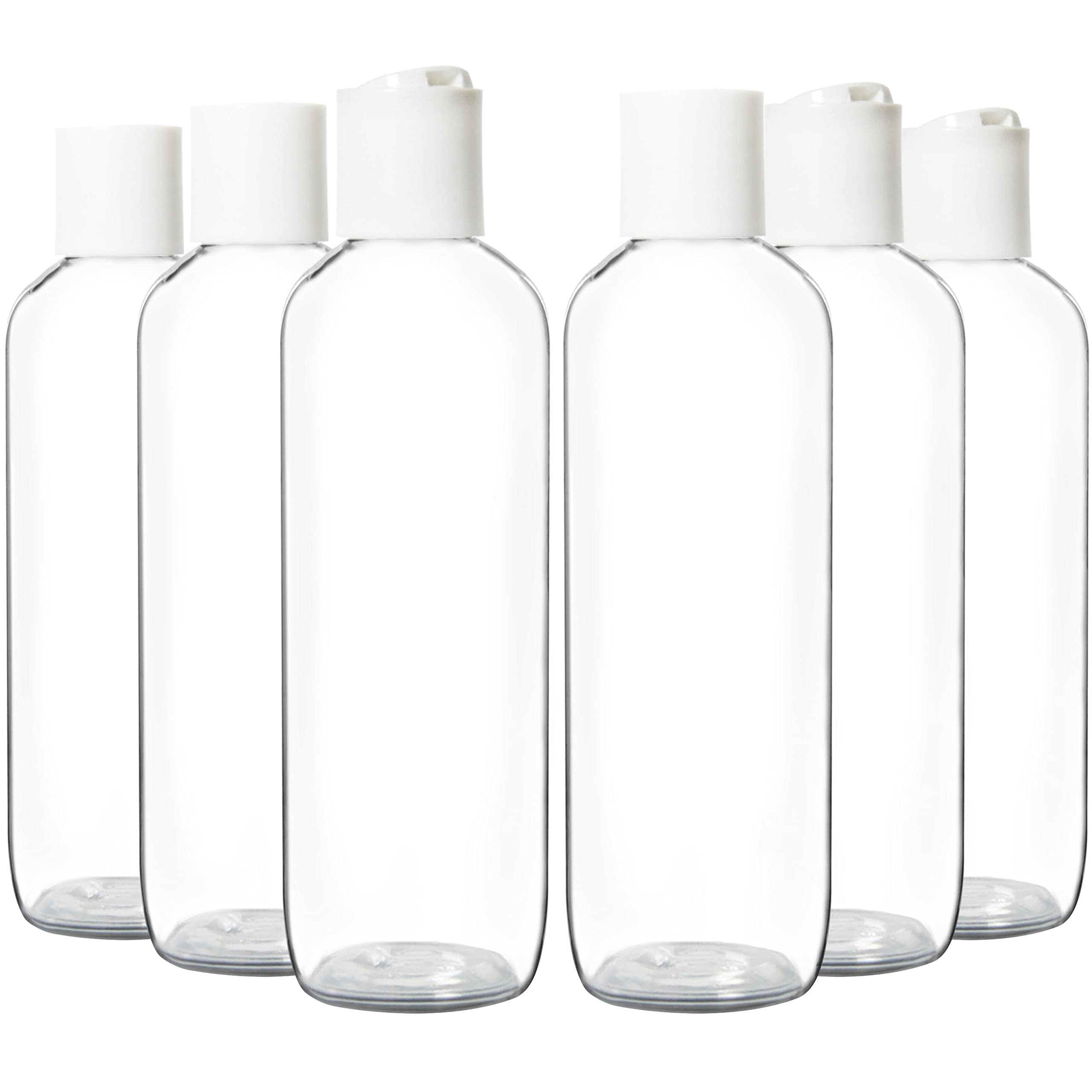 Youngever 10 Pack 8 Ounce Empty Squeeze Containers with White Disc Cap, Plastic Bottles with Disc Top Flip Cap, Refillable Cosmetic Bottles, Squeeze Containers