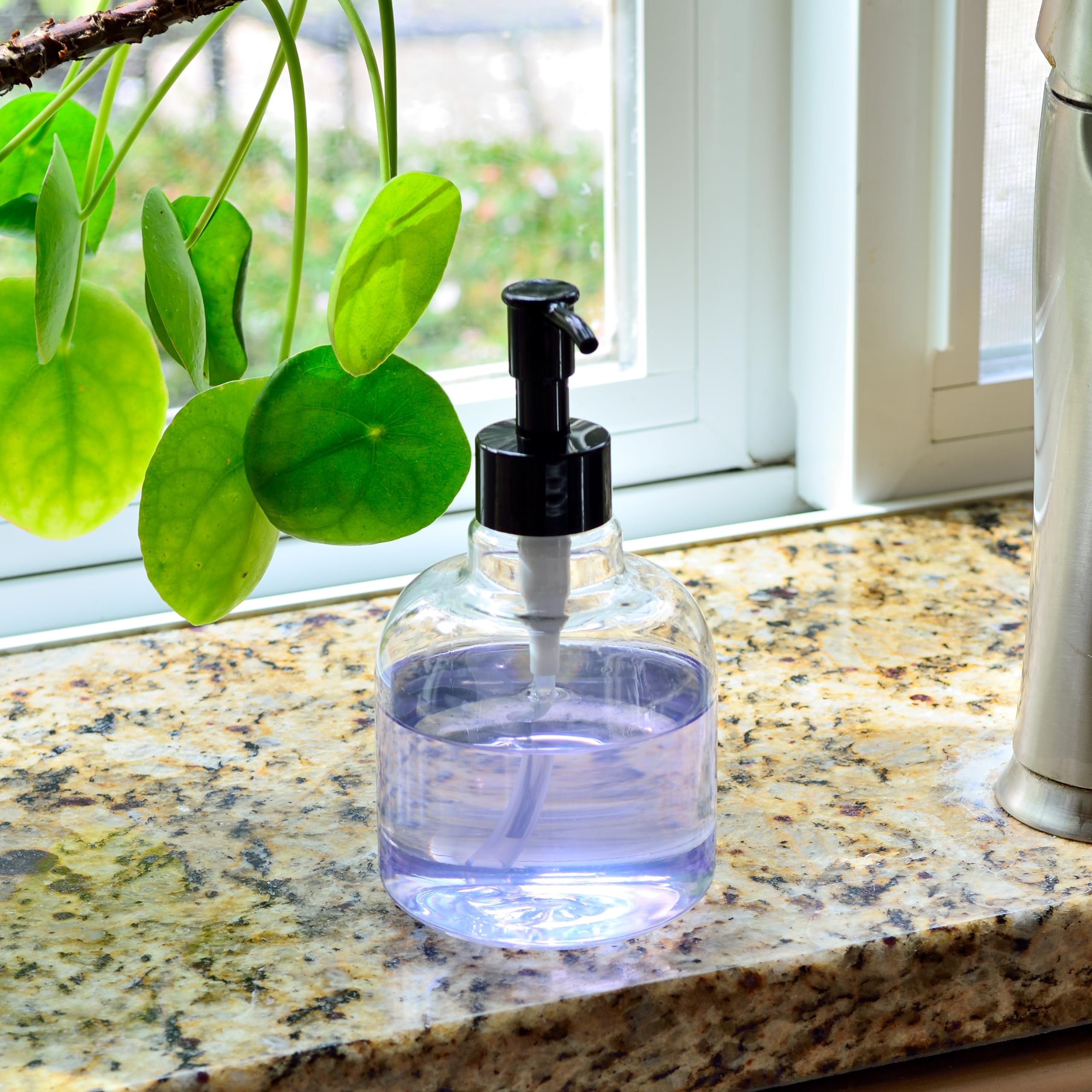 Youngever 6 Pack Plastic Pump Bottles, Clear Refillable Plastic Pump Bottles with Travel Lock