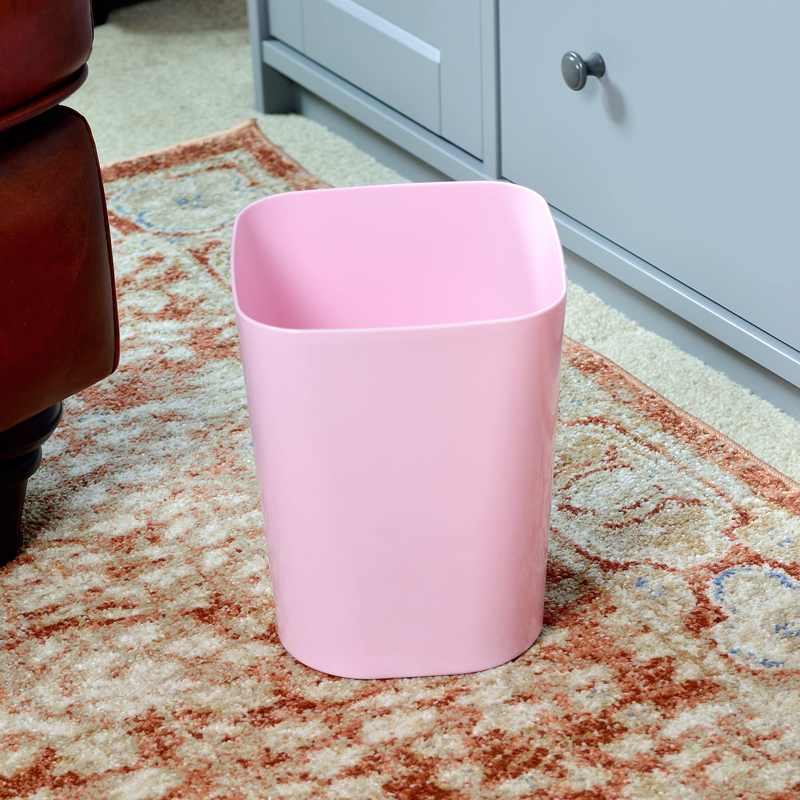 Youngever 2 Pack 1.5 Gallon Square Trash Can, Plastic Garbage Container Bin, Small Trash Bin for Home Office, Living Room, Study Room, Kitchen, Bathroom