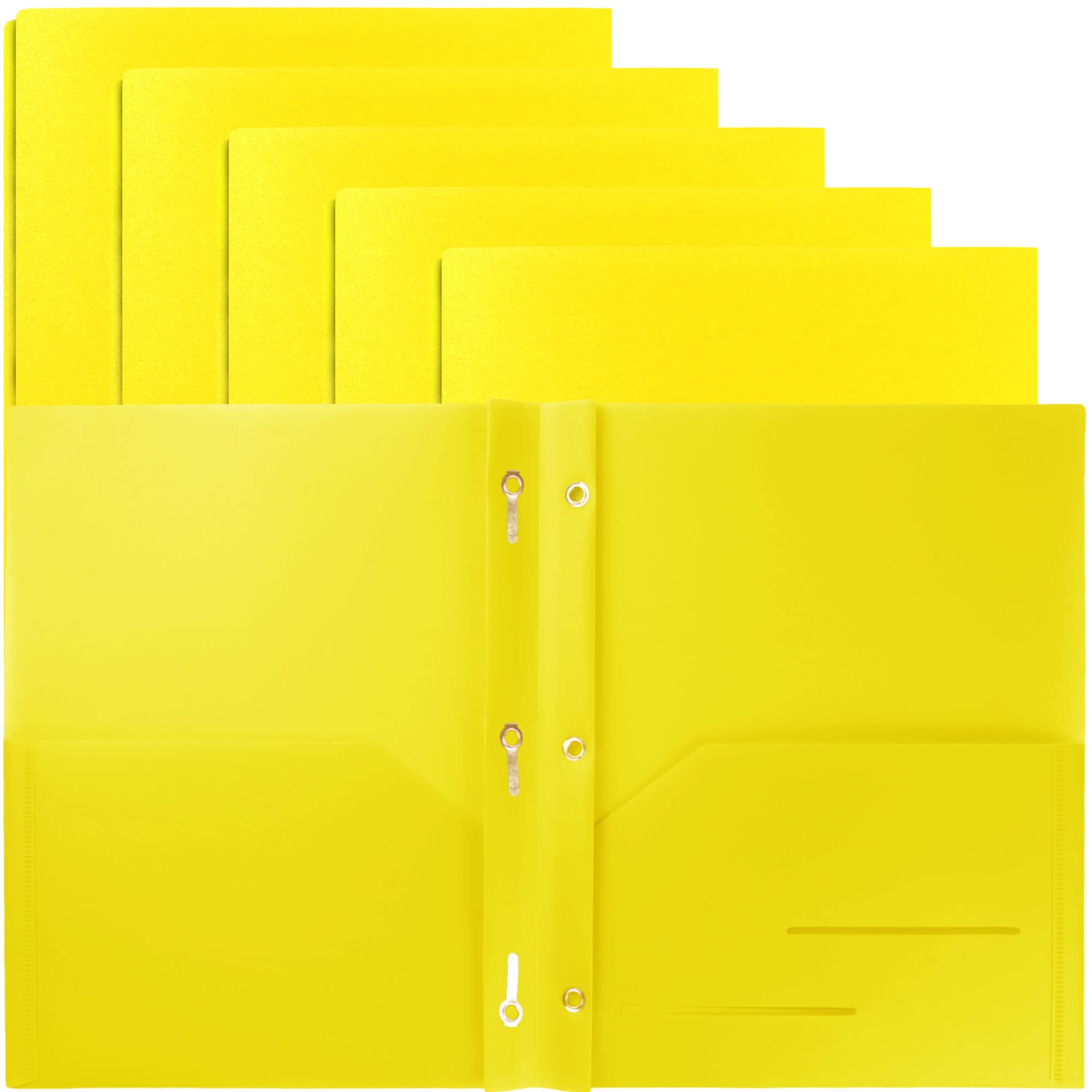 Youngever 6 Pack Heavy Duty Plastic Two Pocket Folders with 3 Prongs, Metal Prongs Fastener, Heavy Duty Plastic 2 Pocket Folder