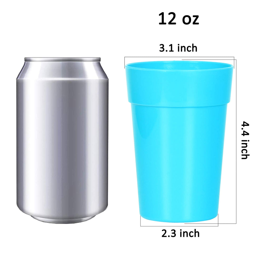 Youngever 18 Pack 12 Ounce Plastic Kids Juice Tumblers, Unbreakable Drinking Glasses, Plastic Cups, Reusable | Stackable | NO BPA | Top-rack Dishwasher Safe