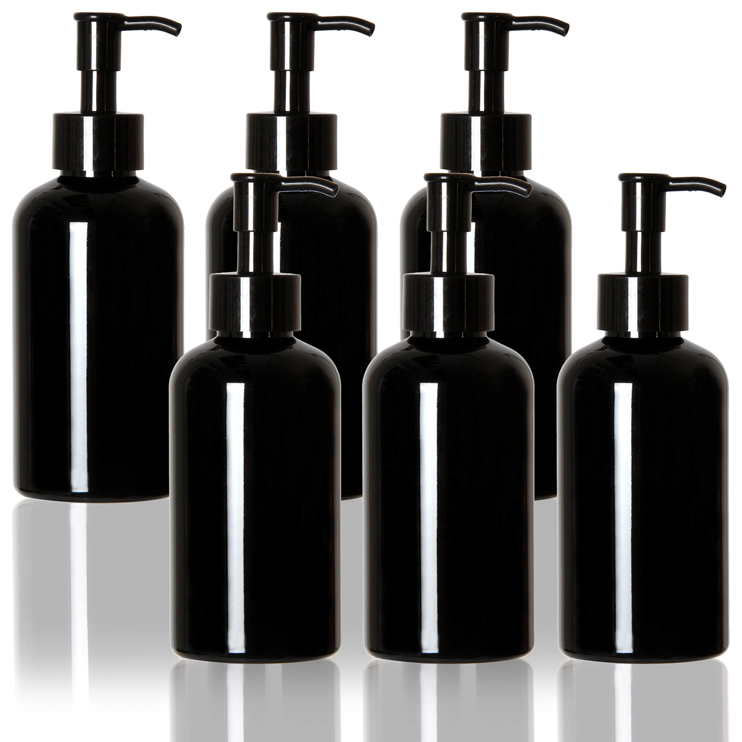 Youngever 6 Pack Plastic Pump Bottles 8 Ounce, Refillable Plastic Pump Bottles with Travel Lock