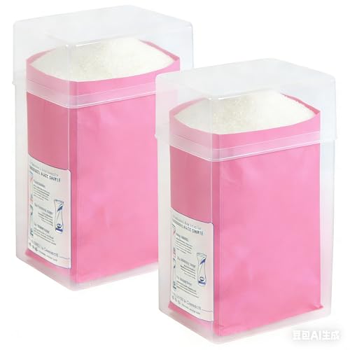 Youngever 2 Pack Plastic Sugar Keeper, Clear Sugar Container, Plastic Food Storage Containers