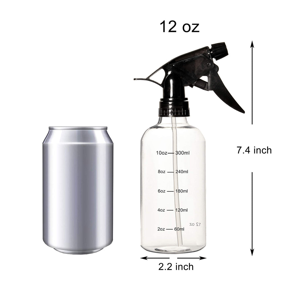 Youngever Set of 12 Empty 12 Ounce Plastic Spray Bottles with Measurement, Spray Bottles for Hair and Cleaning Solutions