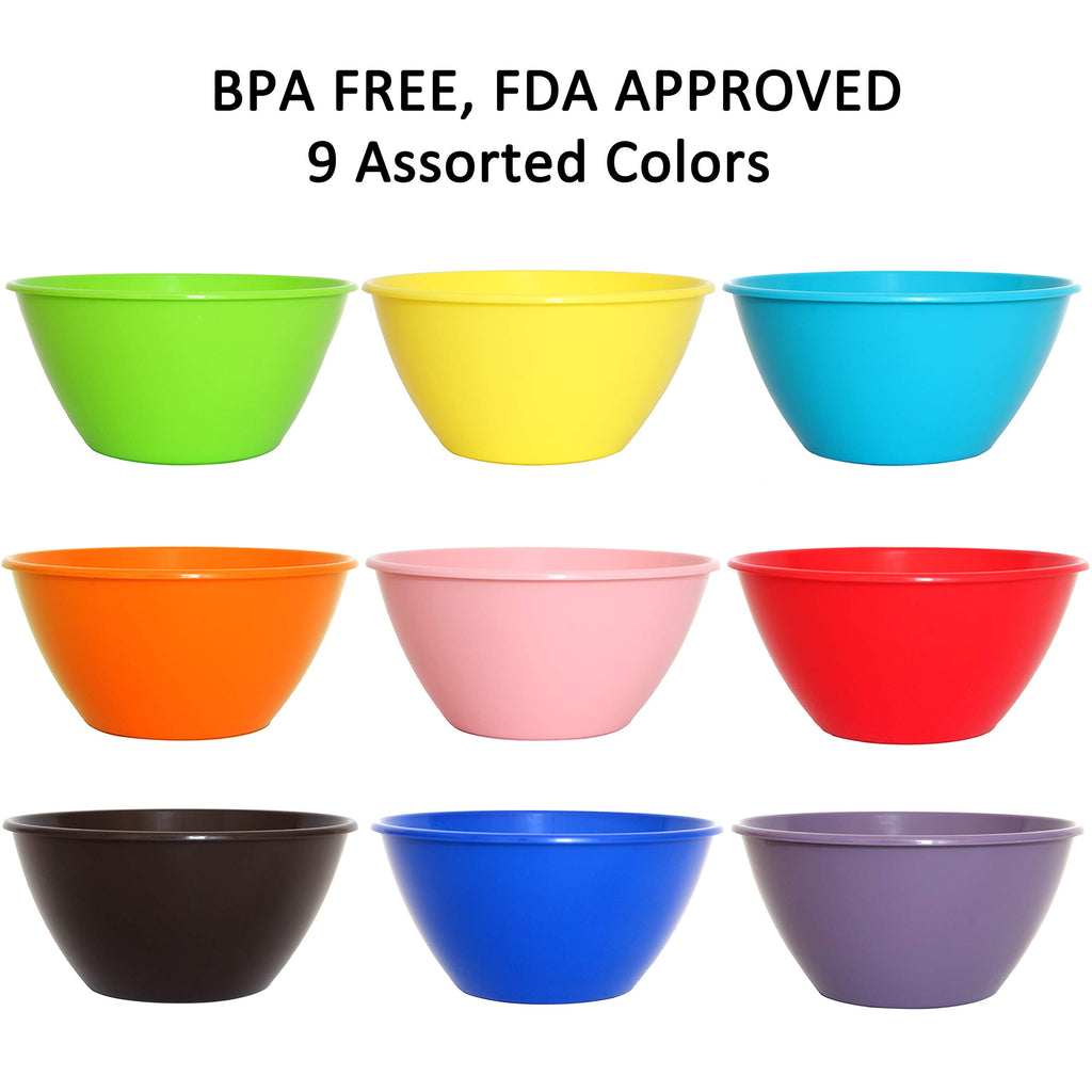 Youngever 50 Ounce Plastic Bowls, Large Cereal Bowls, Large Soup Bowls, Microwave Safe, Dishwasher Safe, Set of 9