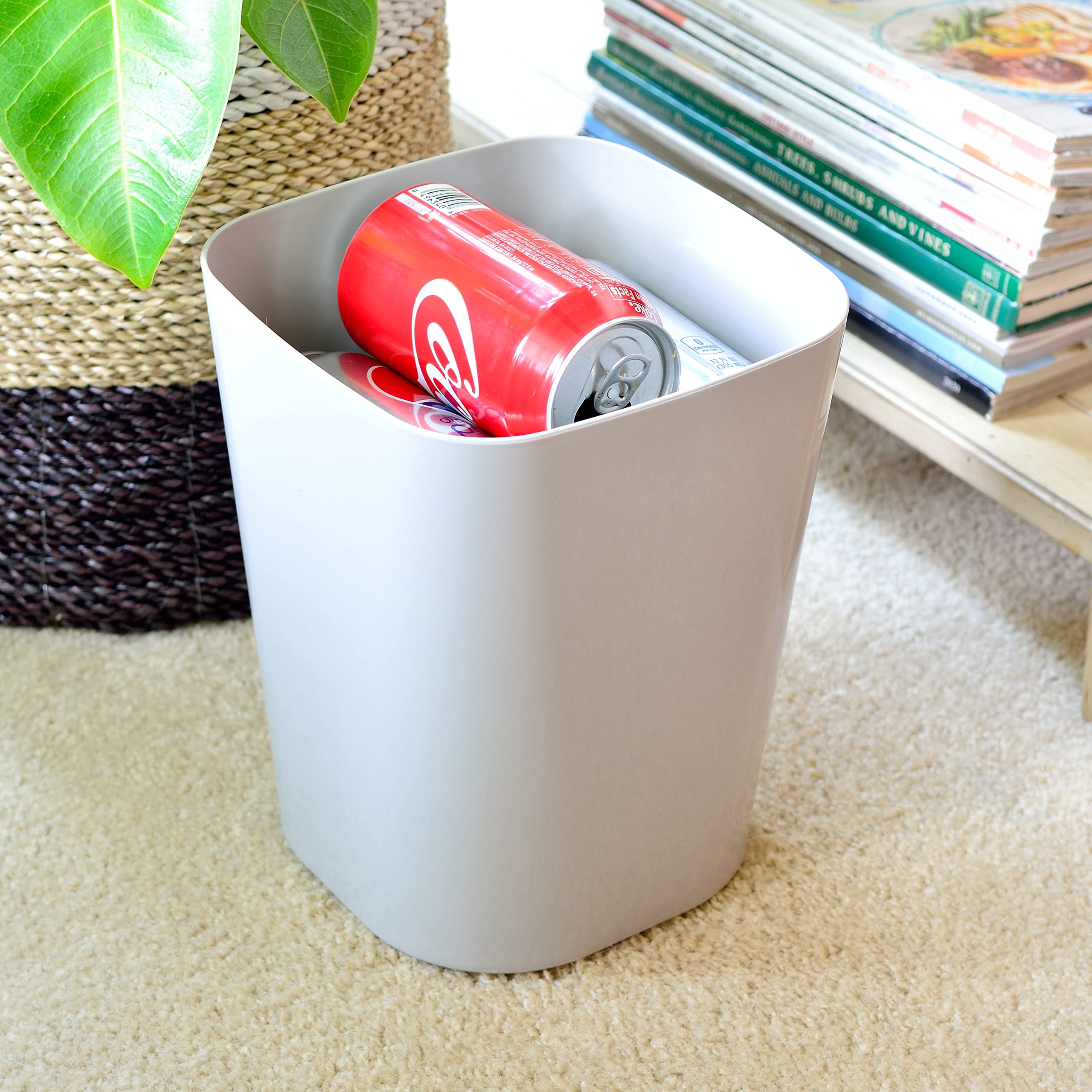 Youngever 2 Pack 1.5 Gallon Square Trash Can, Plastic Garbage Container Bin, Small Trash Bin for Home Office, Living Room, Study Room, Kitchen, Bathroom
