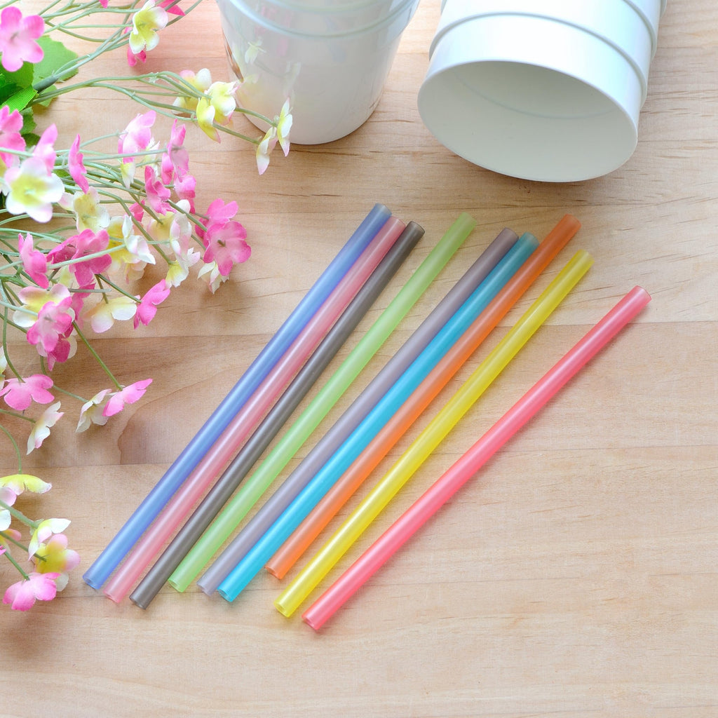 Youngever 9 Pack Reusable Plastic Straws, 7 inch Flexible Plastic Drinking Straws