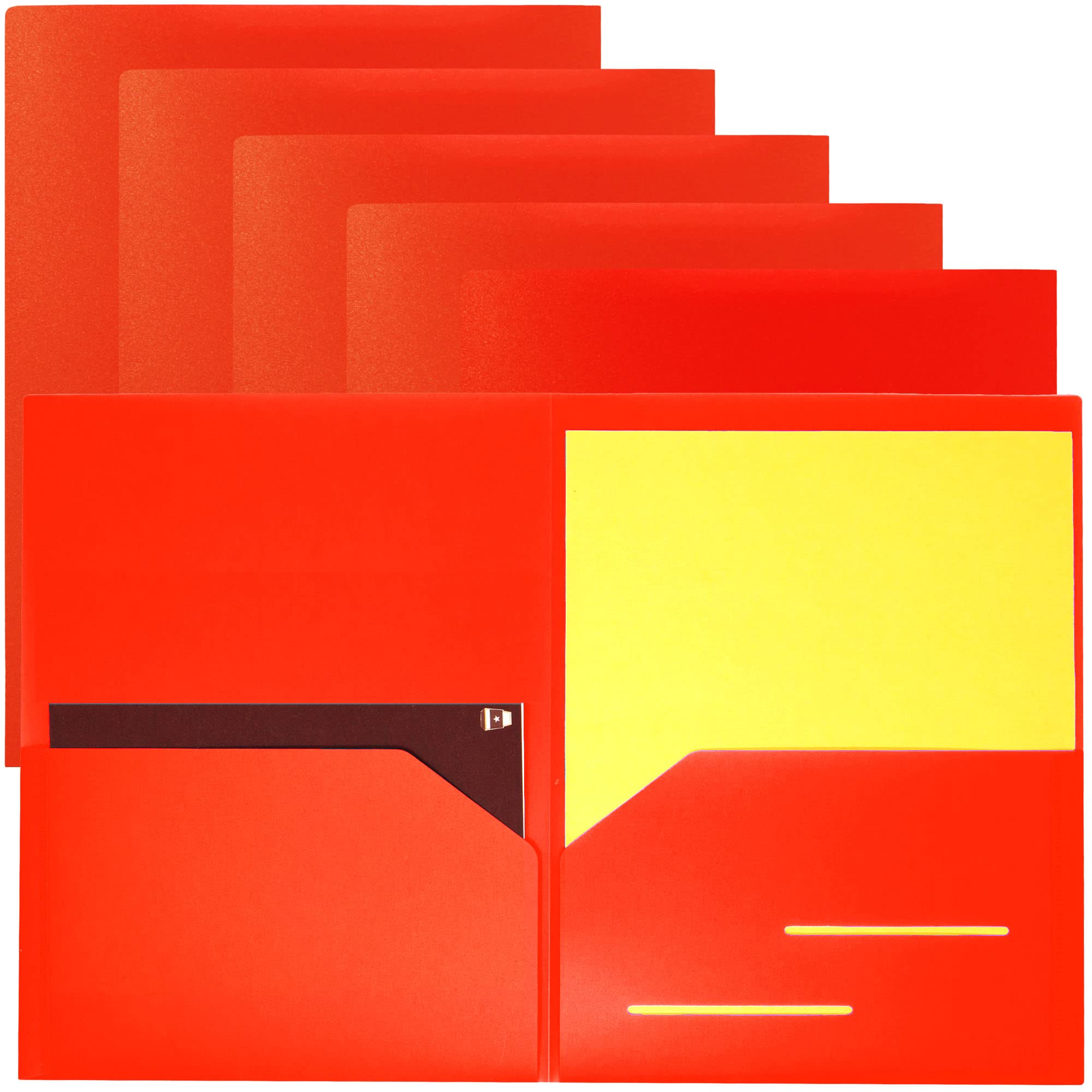 Youngever 6 Pack Heavy Duty Plastic Two Pocket Folders, Heavy Duty Plastic 2 Pocket Folder