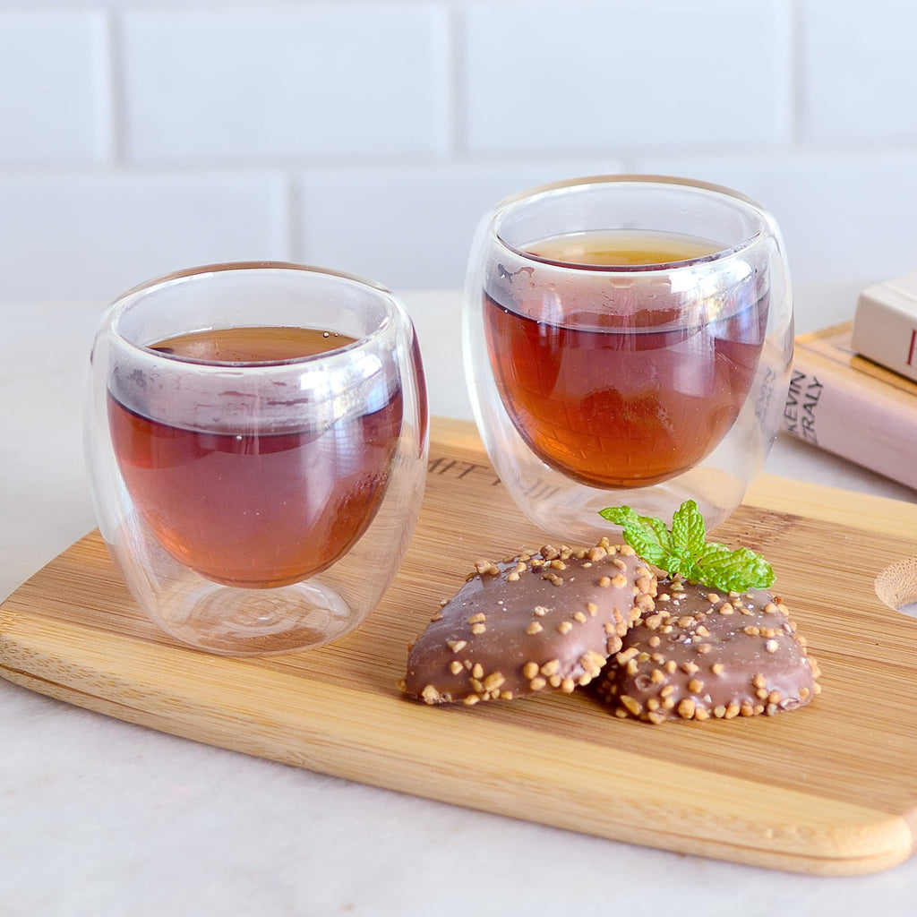 Youngever 4 Pack Espresso Cups, Double Wall Thermo Insulated Espresso Cups, Glass Coffee Cups